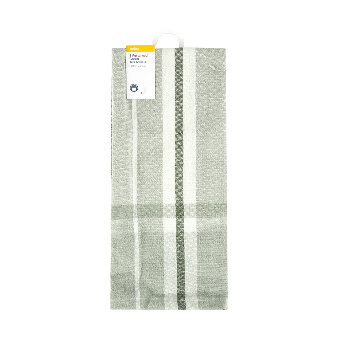 6 3 Pack Green Patterned Tea Towels, 6 of 6