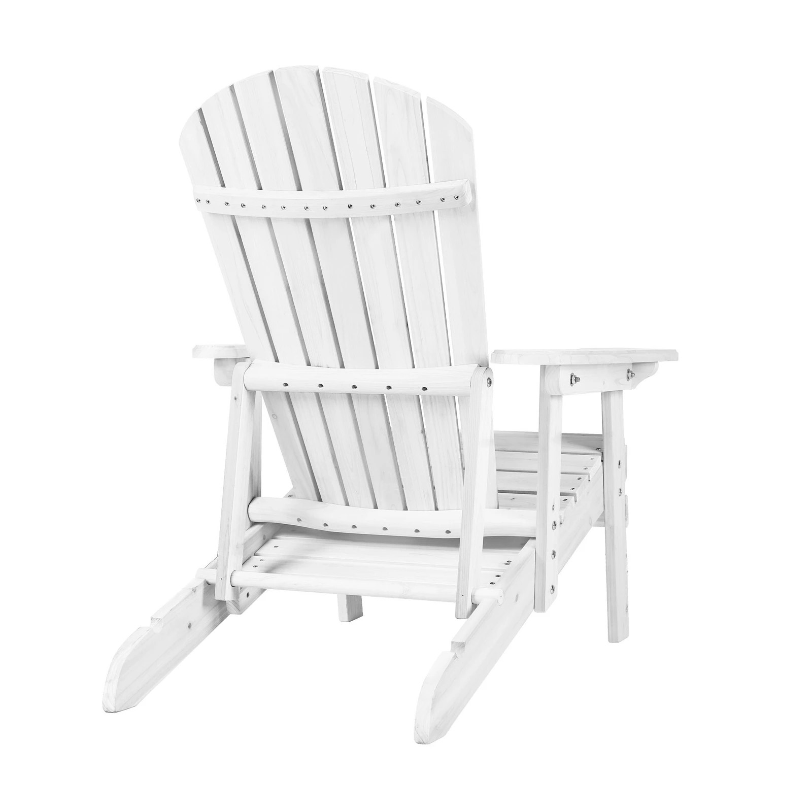 4 Alfordson 2x Outdoor Chairs Wooden Adirondack w/ Ottoman Patio Beach Garden - White, 4 of 10