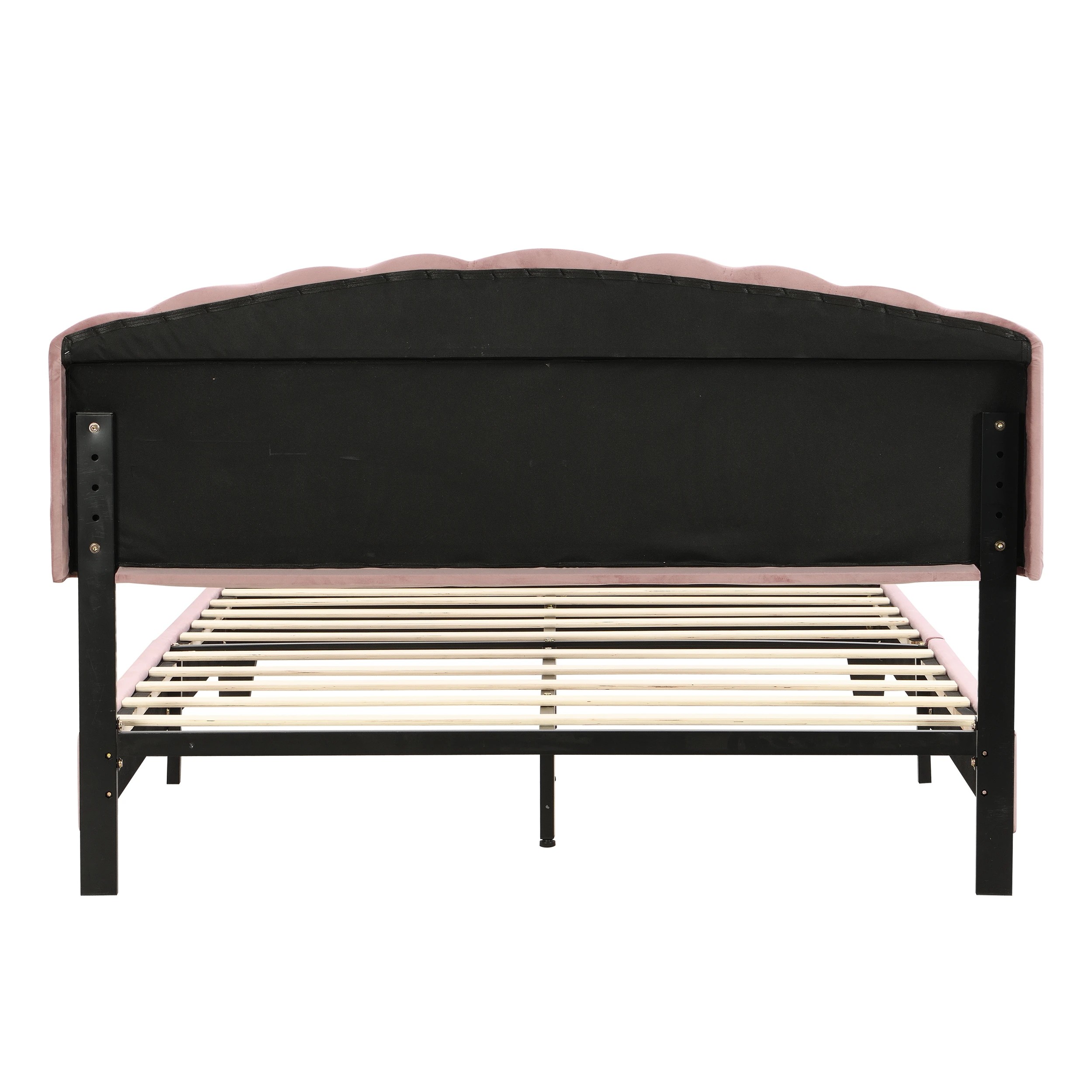 6 IHOMDEC BEF04 Shell Queen Bed Frame - Pink - Pink, 6 of 10