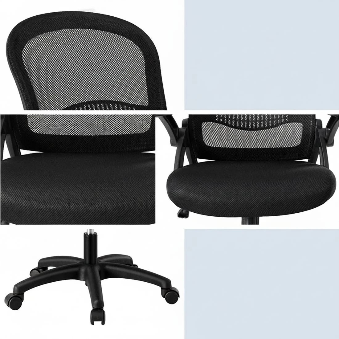 6 Artiss 2x Mesh Office Chair Computer Gaming Desk Chairs Work Study Mid - Black, 6 of 6