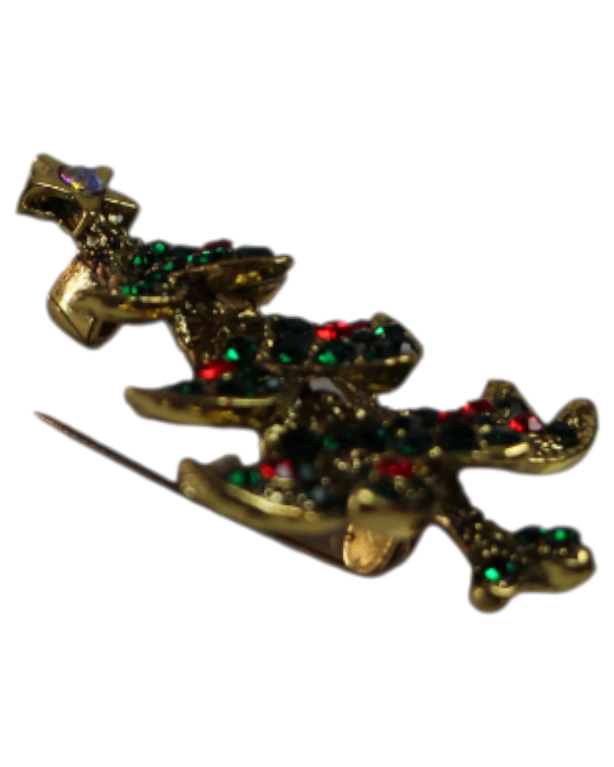 2 Zasel Gold Green Christmas Tree Brooch Blazer Shirt Pin - Multi, 2 of 3