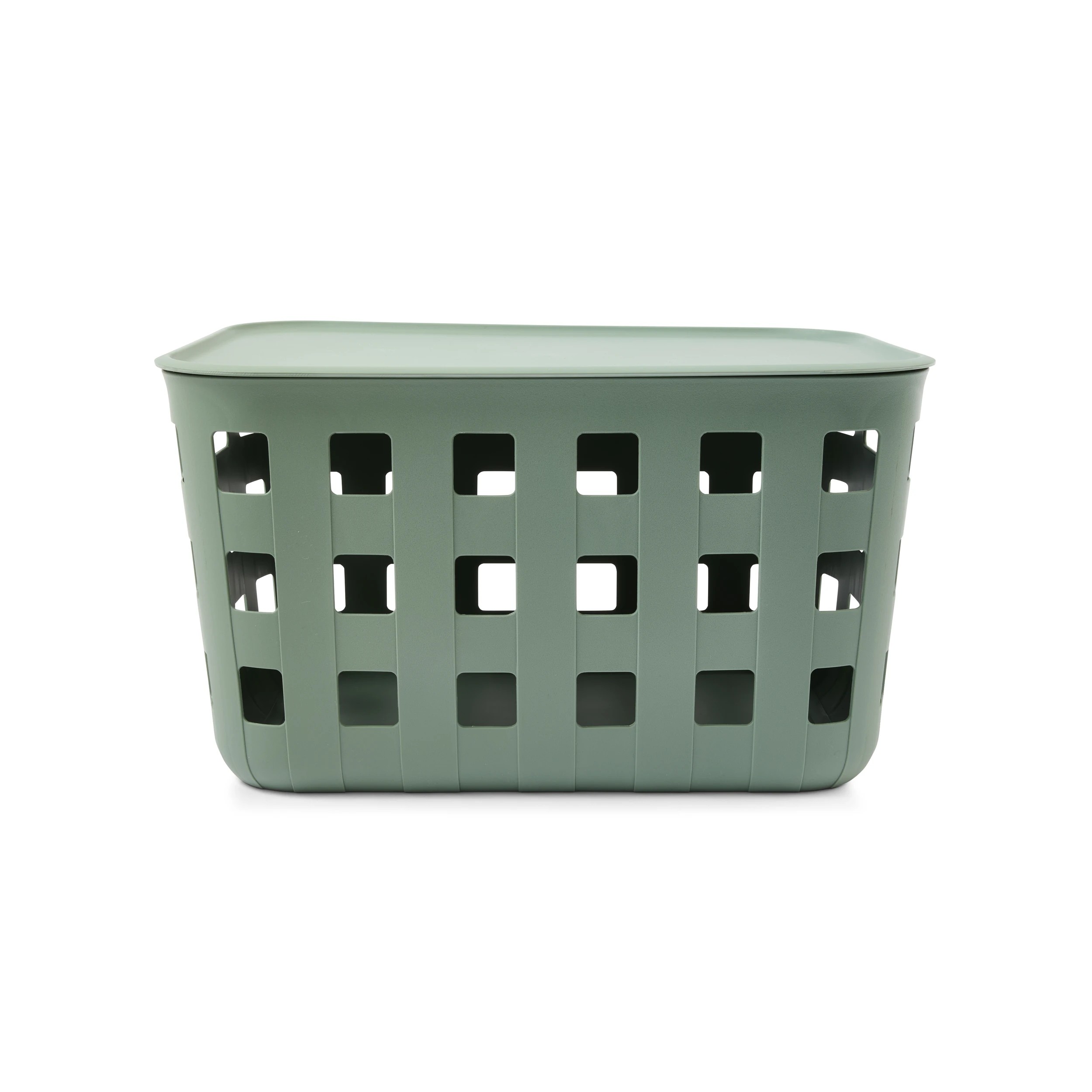 3 18L Rectangle Trellis Basket with Lid - Green, 3 of 9