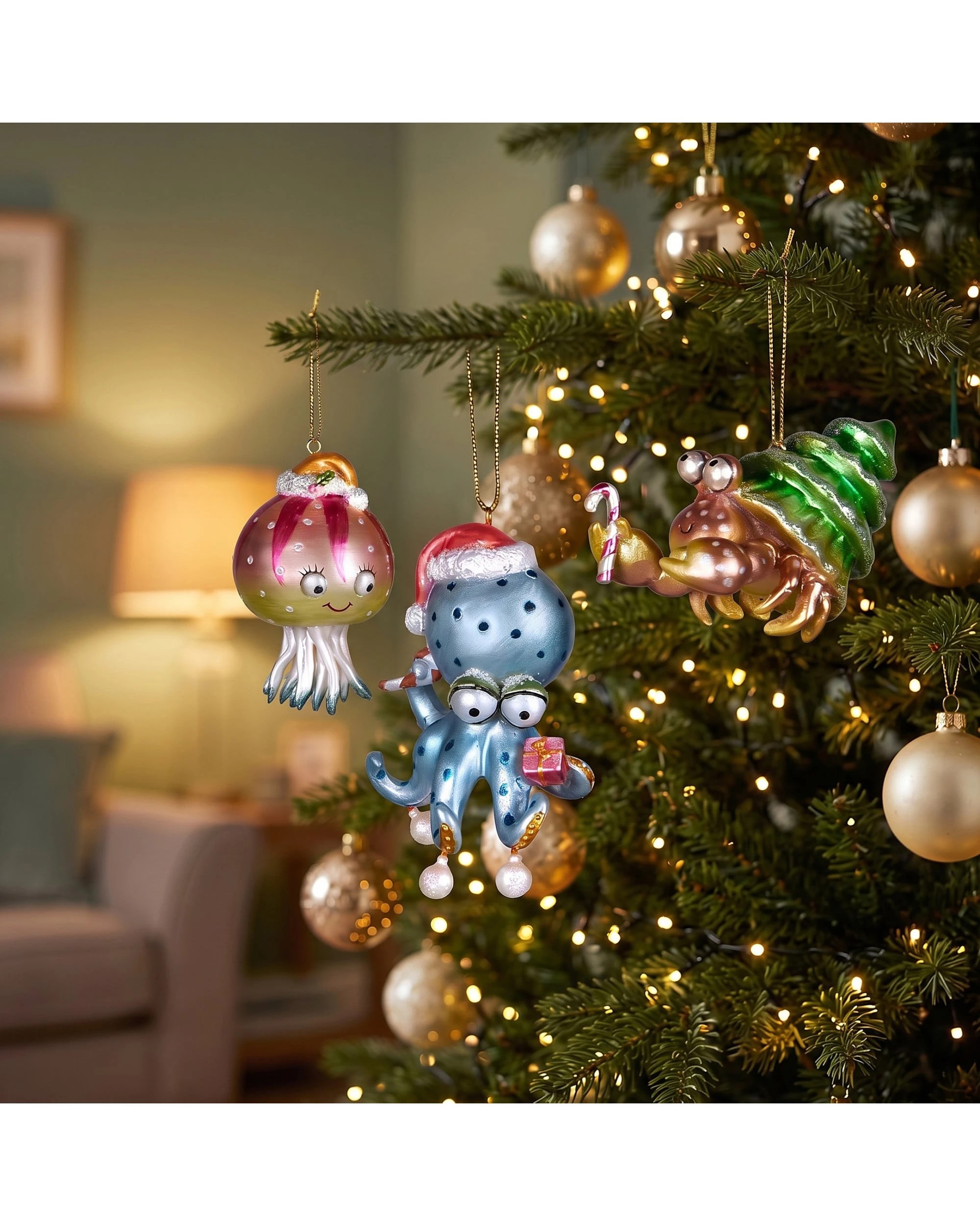 5 Christabelle Set of 3 Sea Animal Christmas Ornaments, Resin, 6.5-7.5 cm - Multi, 5 of 5