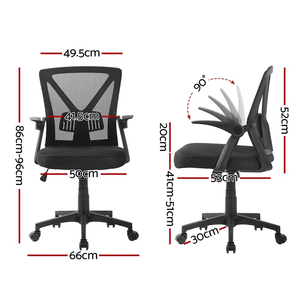 2 Artiss 2x Mesh Office Chair Mid Back - Black, 2 of 5