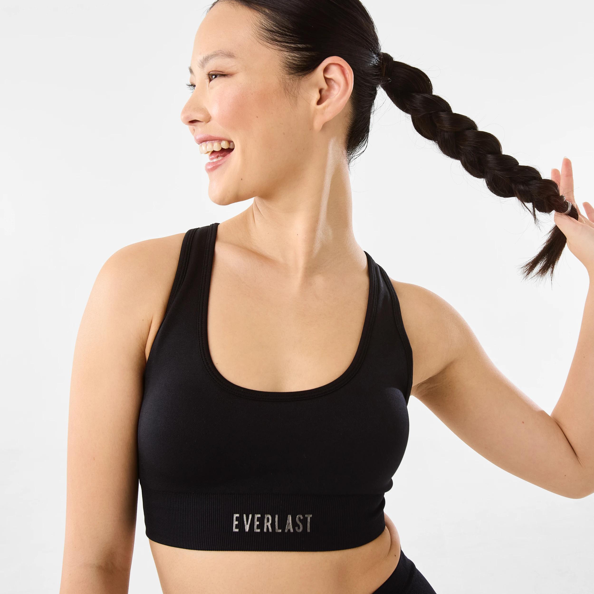 5 Everlast Womens Scoop Neck Seamfree Crop Top EVERLAST SIMPLE LOGO BLACK, 5 of 9
