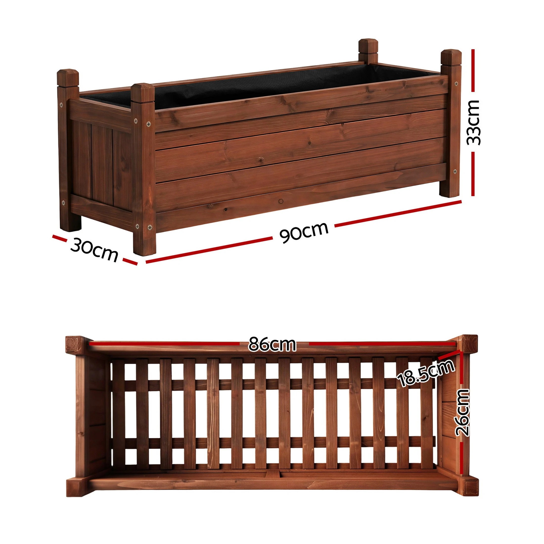 2 Green Fingers Garden Bed Wooden Planter Box Raised Container Growing - Brown, 2 of 9