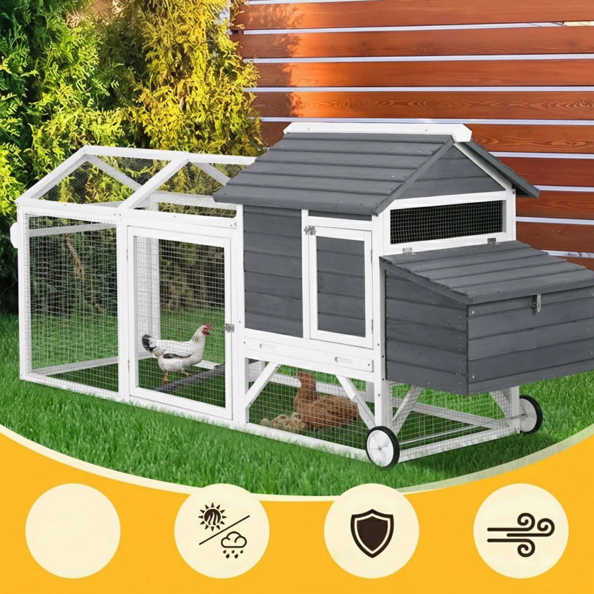 5 i.Pet Chicken Coop Rabbit Hutch Extra Large Wooden Run Bunny Cage House Outdoor - Multi, 5 of 7