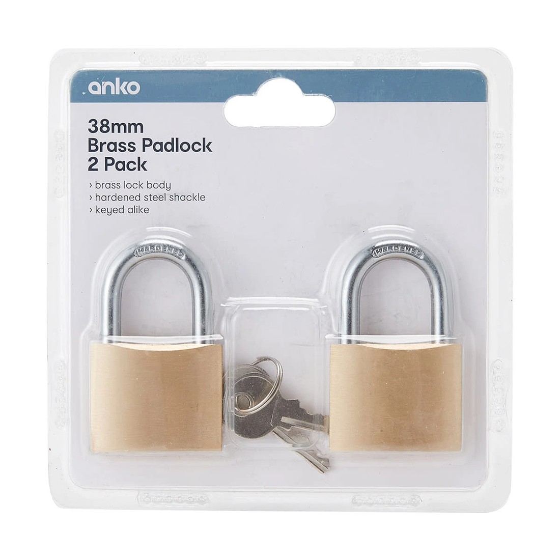 3 2 Pack 38mm Brass Padlock, 3 of 3