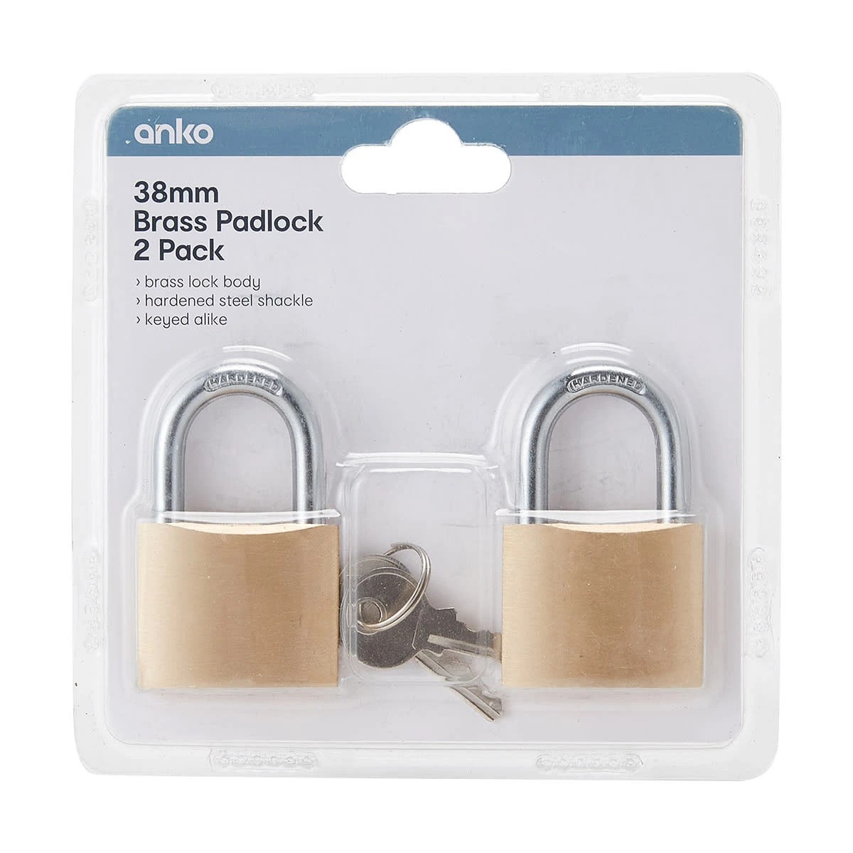 3 2 Pack 38mm Brass Padlock, 3 of 3