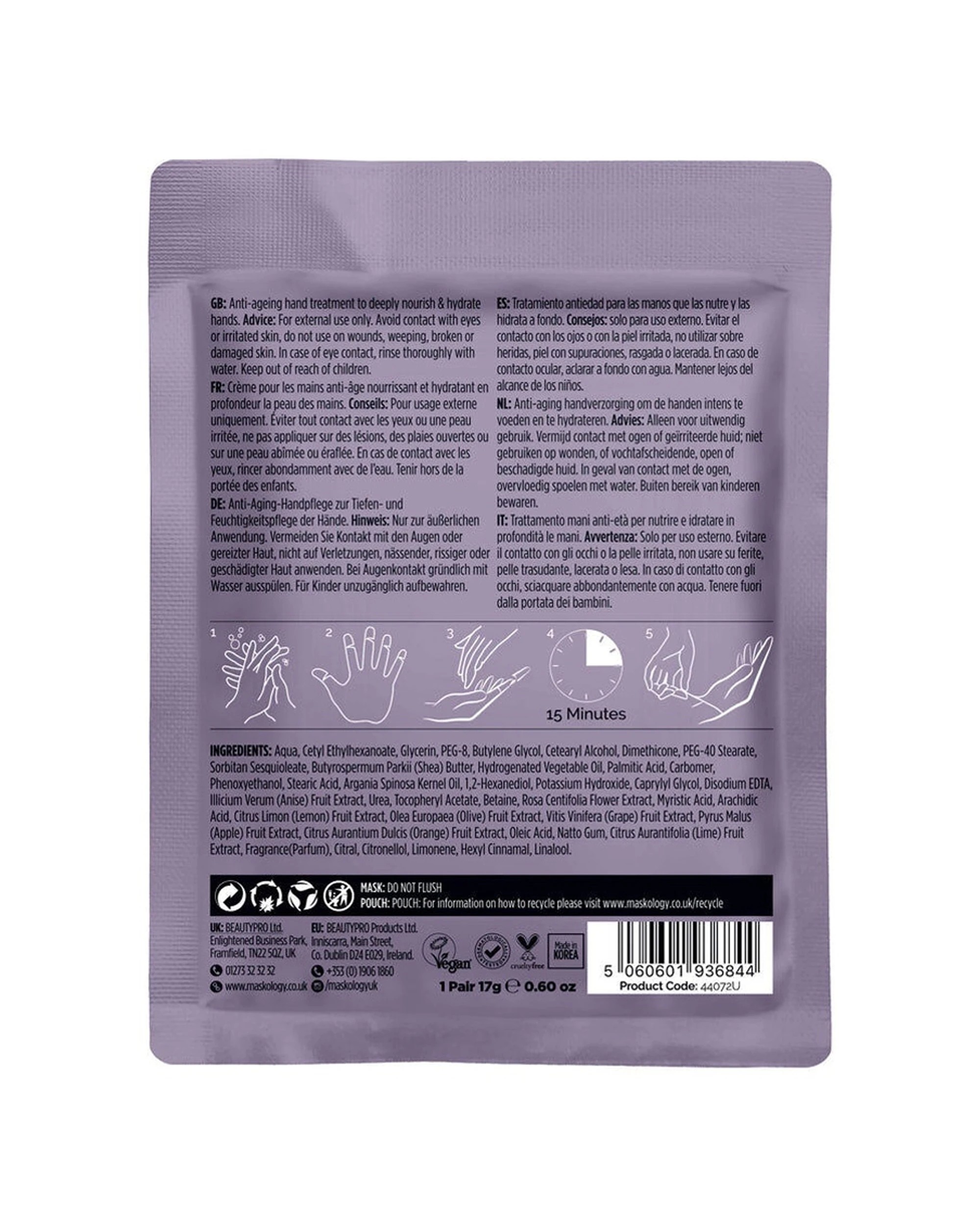 3 Maskology 3PK Hand Mask Professional Treatment Hydrating & Anti-Ageing - Purple, 3 of 4