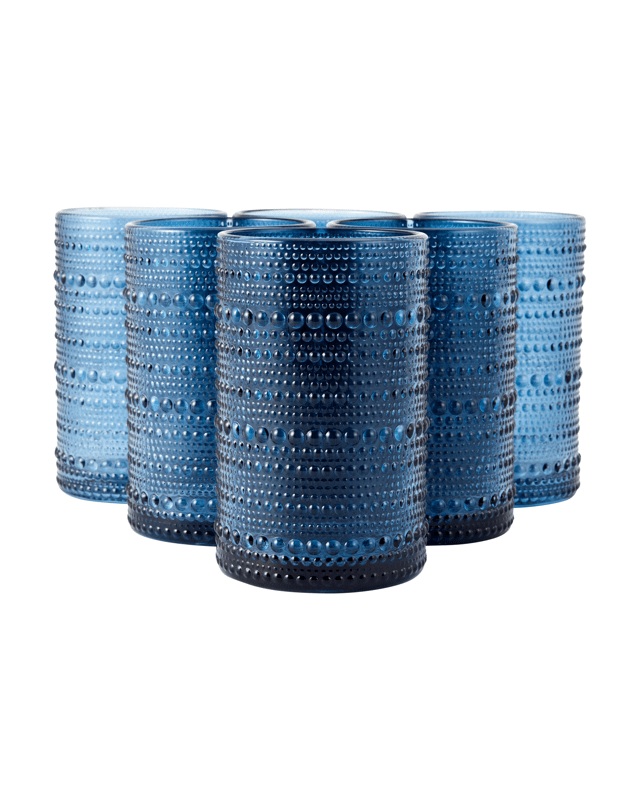 6 Blue Pearls Highball Gla