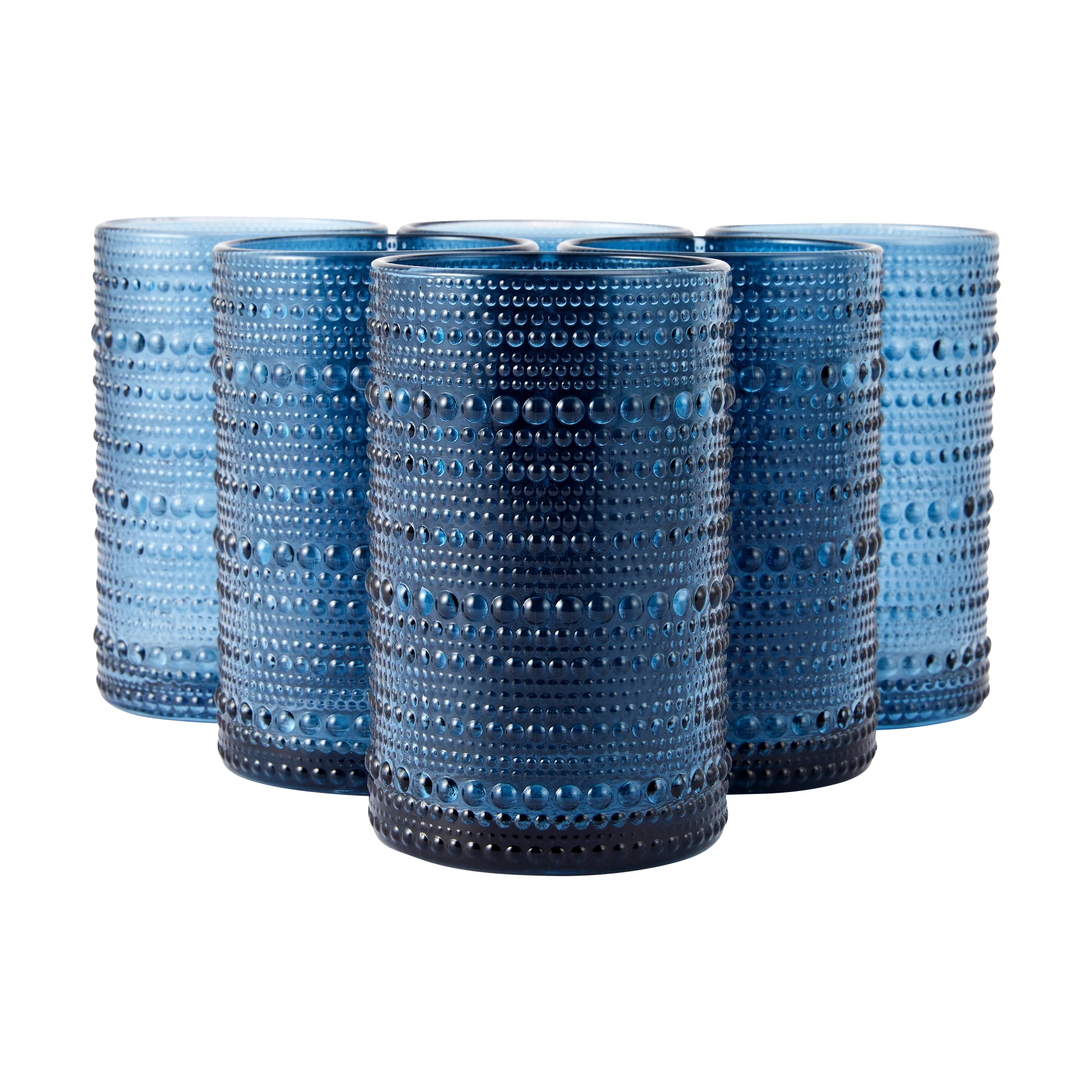 1 6 Blue Pearls Highball Glasses, 1 of 5