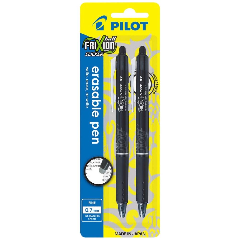 1 PILOT FriXion Clicker Erasable Gel Pen 0.7mm Black 2 Pack, 1 of 9