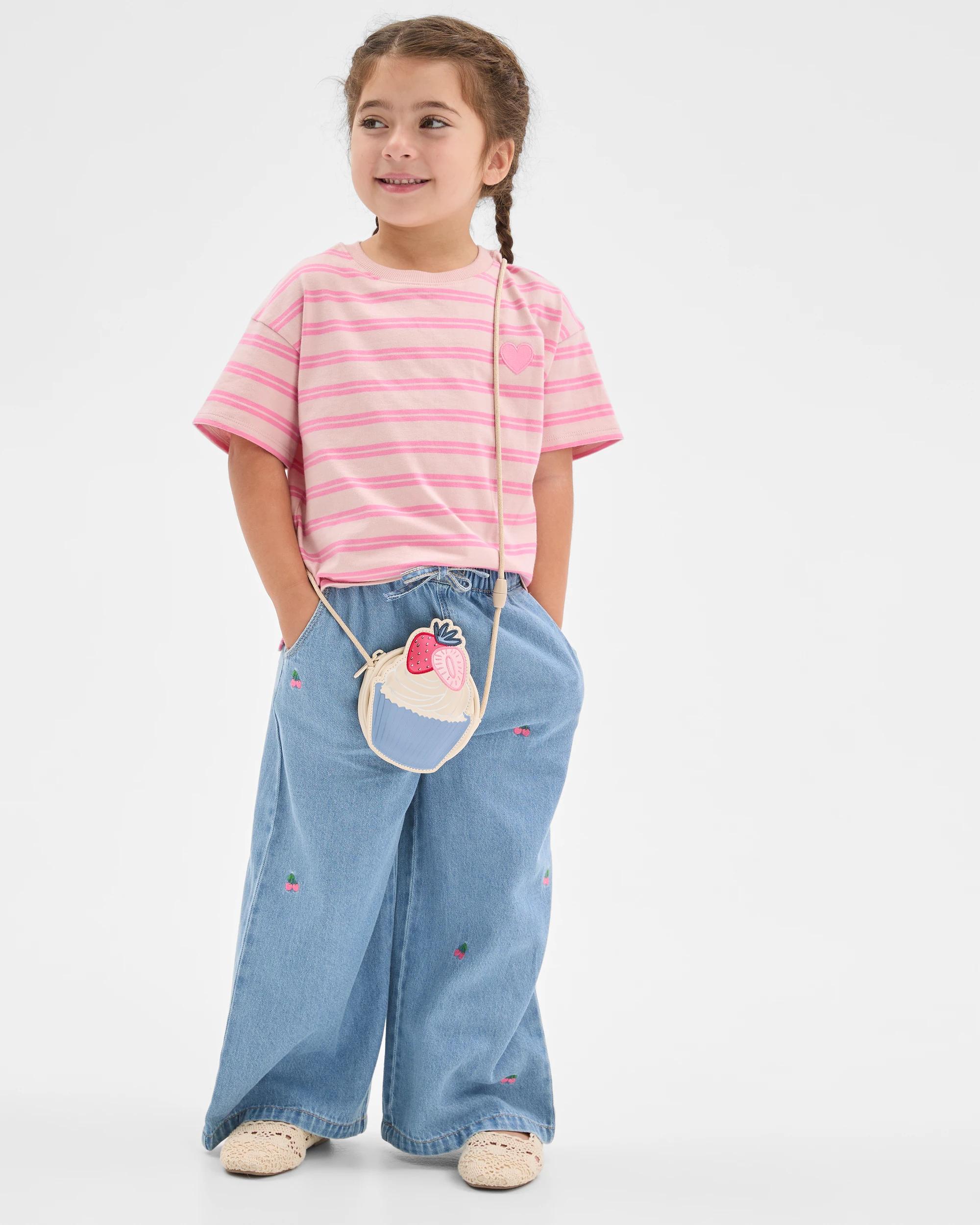 1 Target Kids Wide Leg Denim Jeans LIGHT WASH, 1 of 6