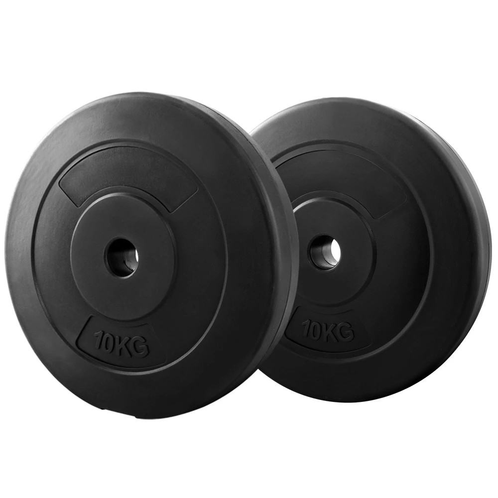 1 Everfit Weight Plates Standard 2X 10kg Barbell - Black, 1 of 6