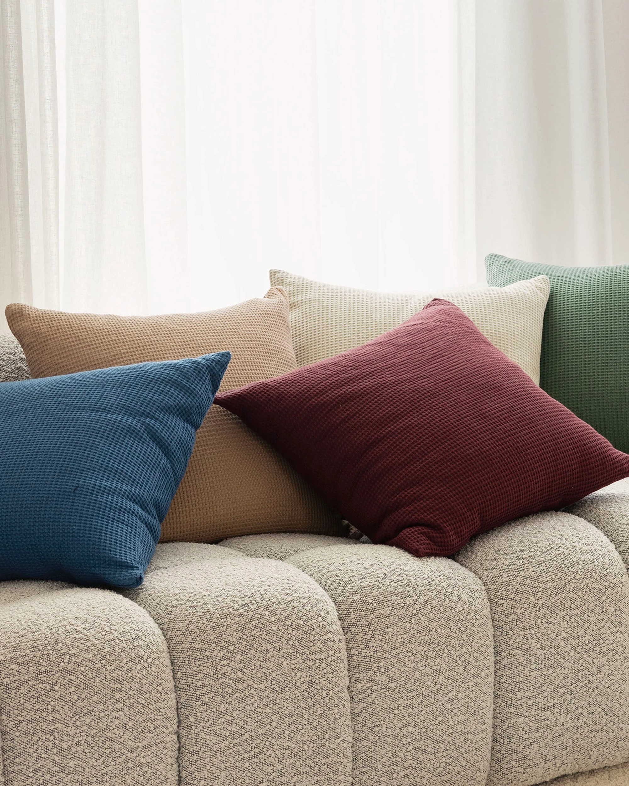 3 Bambury Milo Cotton Soft Waffle TexturedSquare Cushion Chai - Brown, 3 of 5