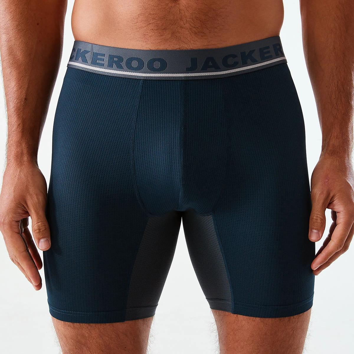 2 3 Pack Jackeroo Mid Length Mesh Trunks NAVY, 2 of 8