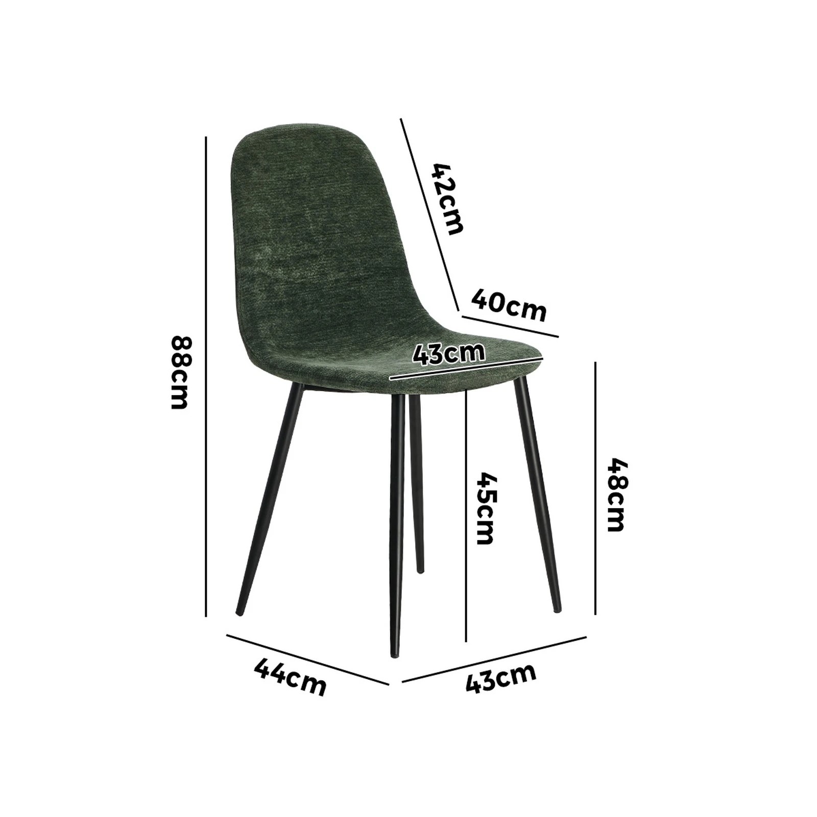 2 Oikiture 4x Dining Chairs Kitchen Accent Chair Lounge Room Chenille - Green, 2 of 9