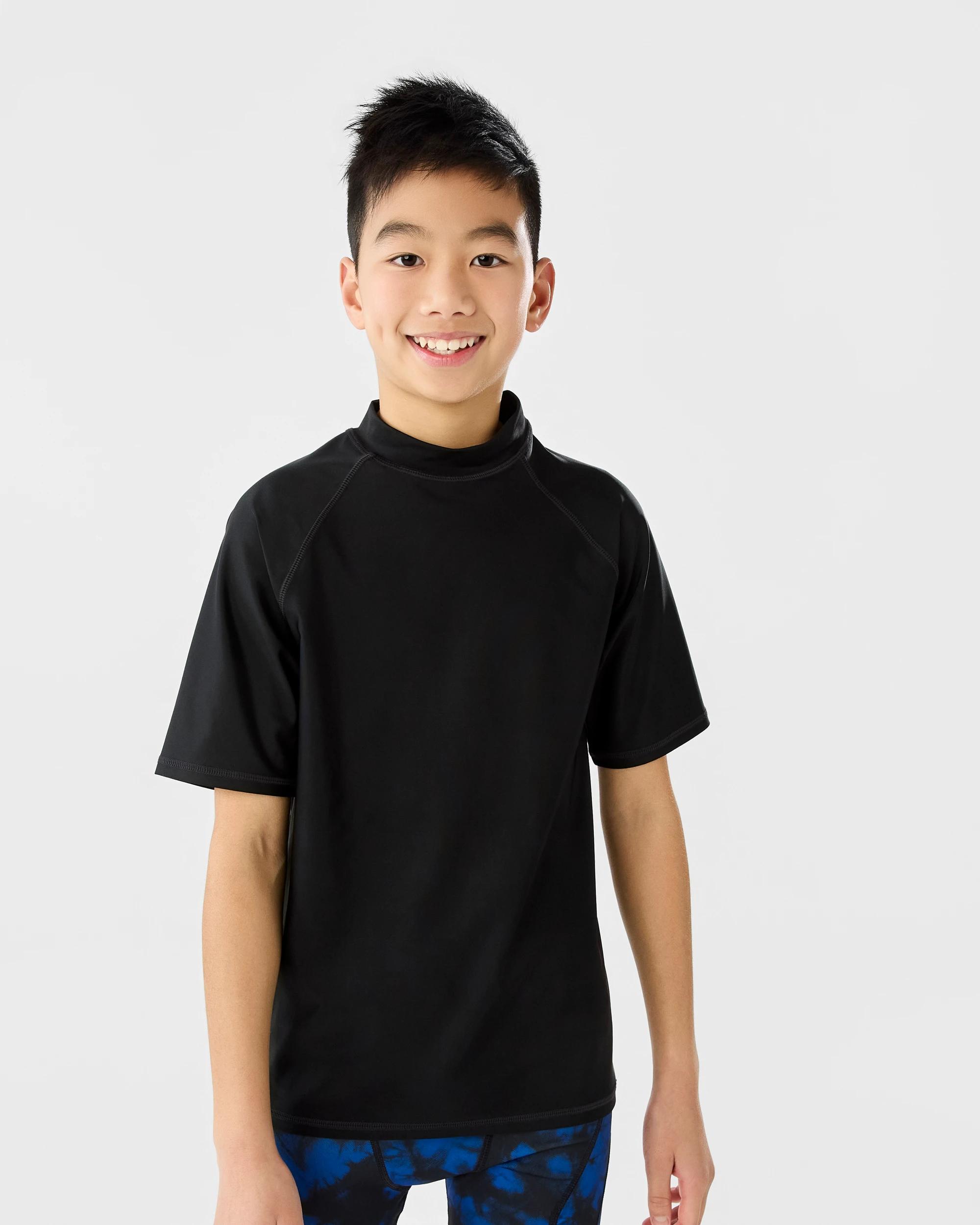 1 Short Sleeve Basic Rash Vest Black, 1 of 6