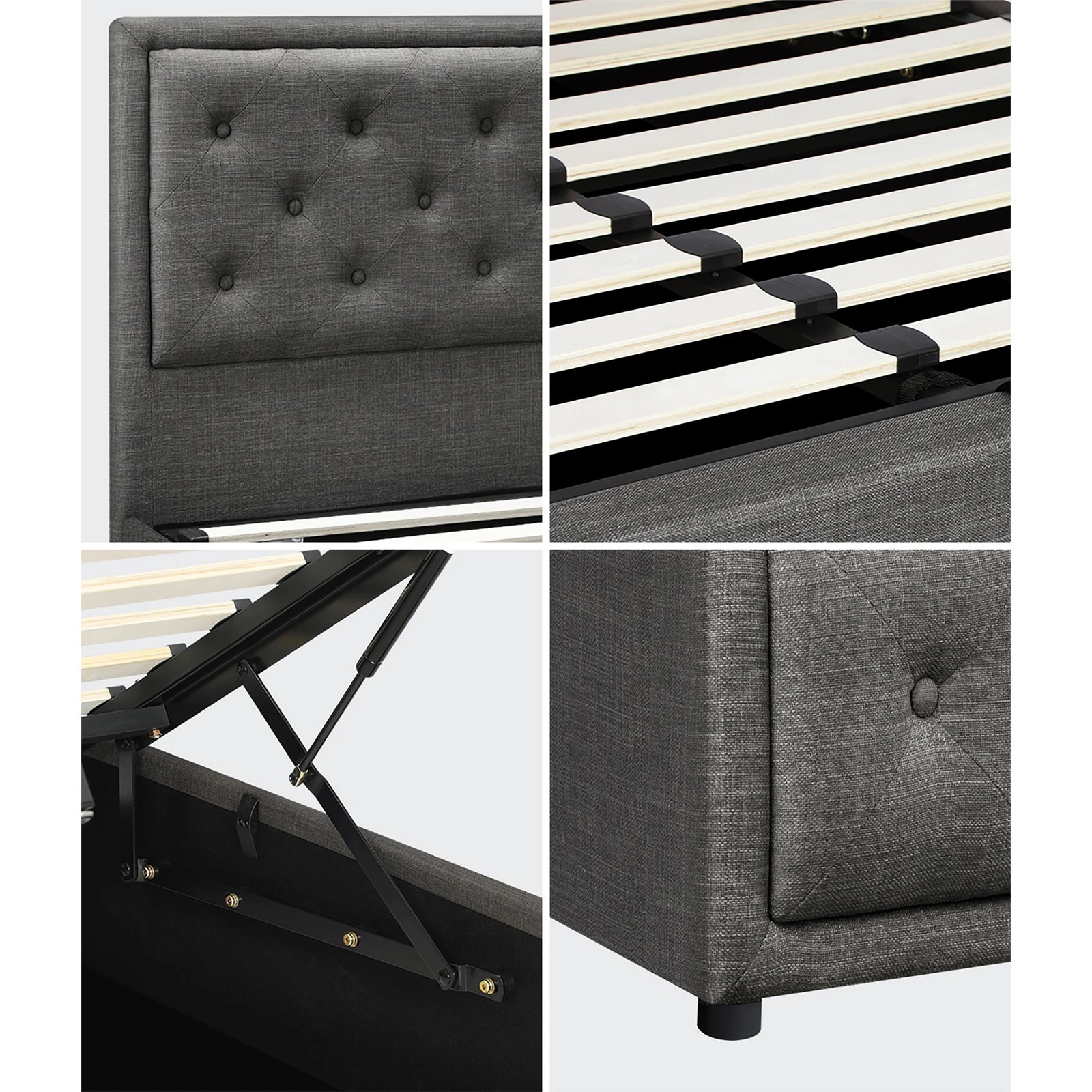 5 Oikiture Queen Bed Frame Gas Lift Base With Storage Enzo
 - Grey, 5 of 10