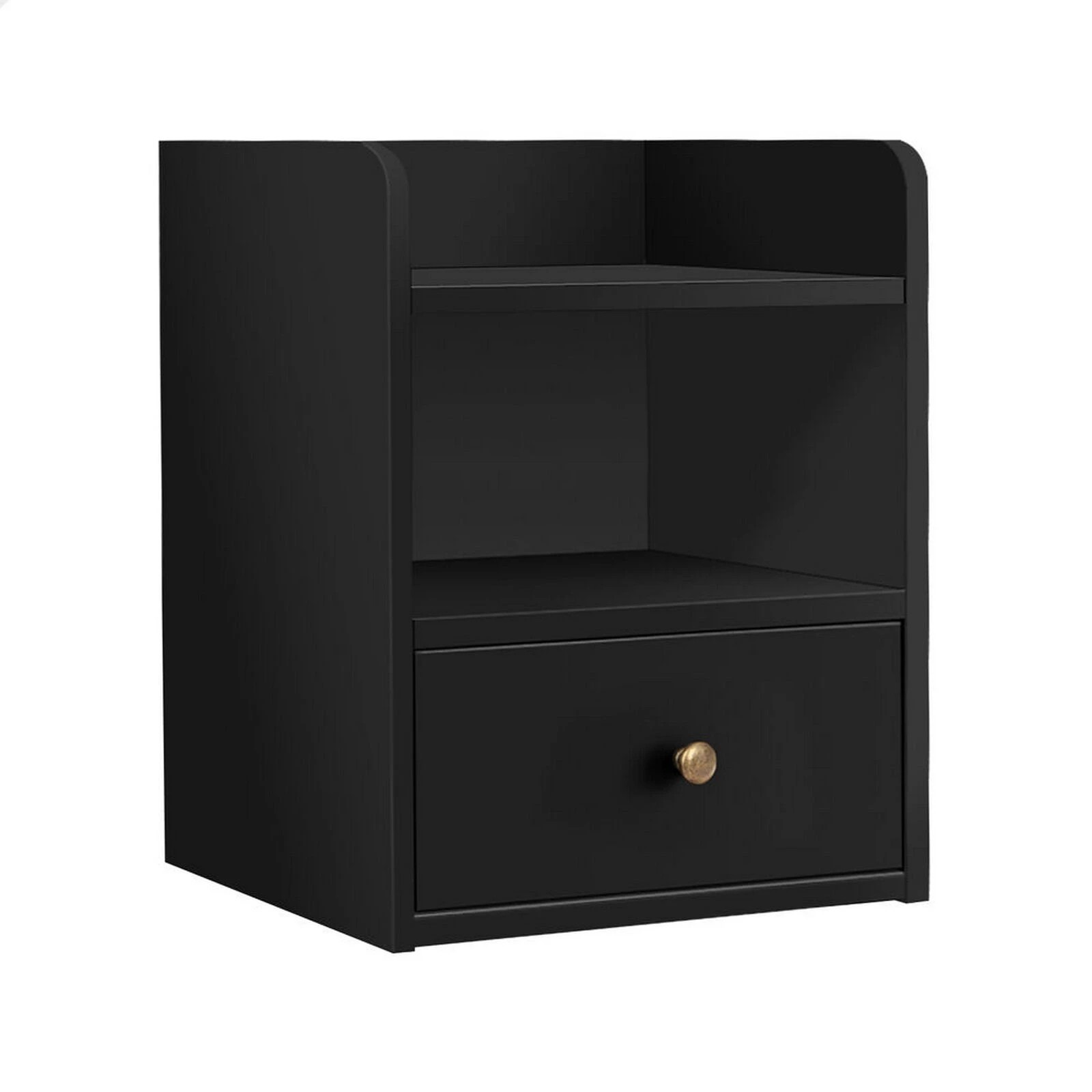 1 Alfordson Bedside Table Nightstand Storage Cabinet Side End Drawers - Black, 1 of 10