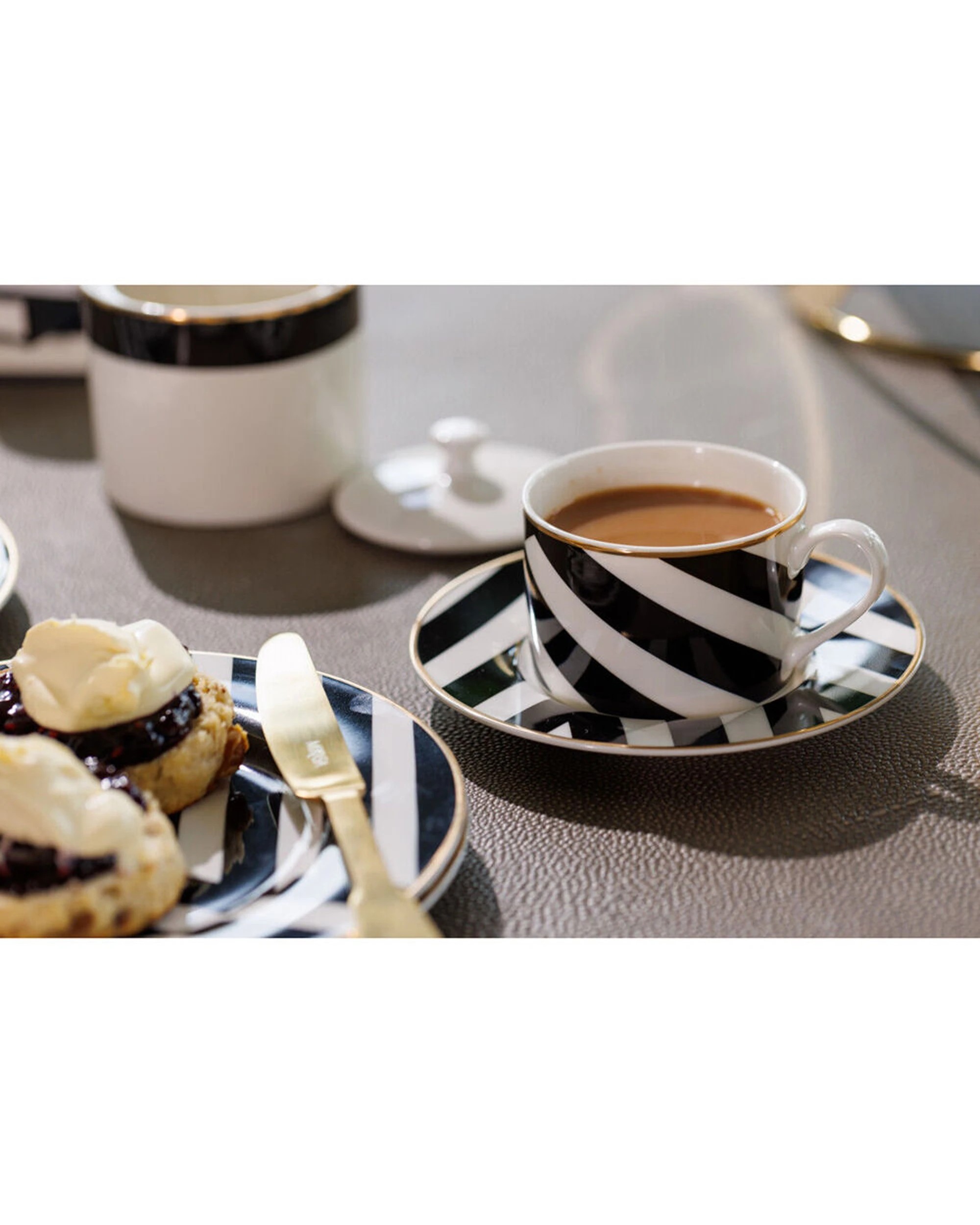 2 Mikasa 4pc Luxe Deco China Tea Cups And Saucers Geometric Stripe Set 200ml - Multi, 2 of 6