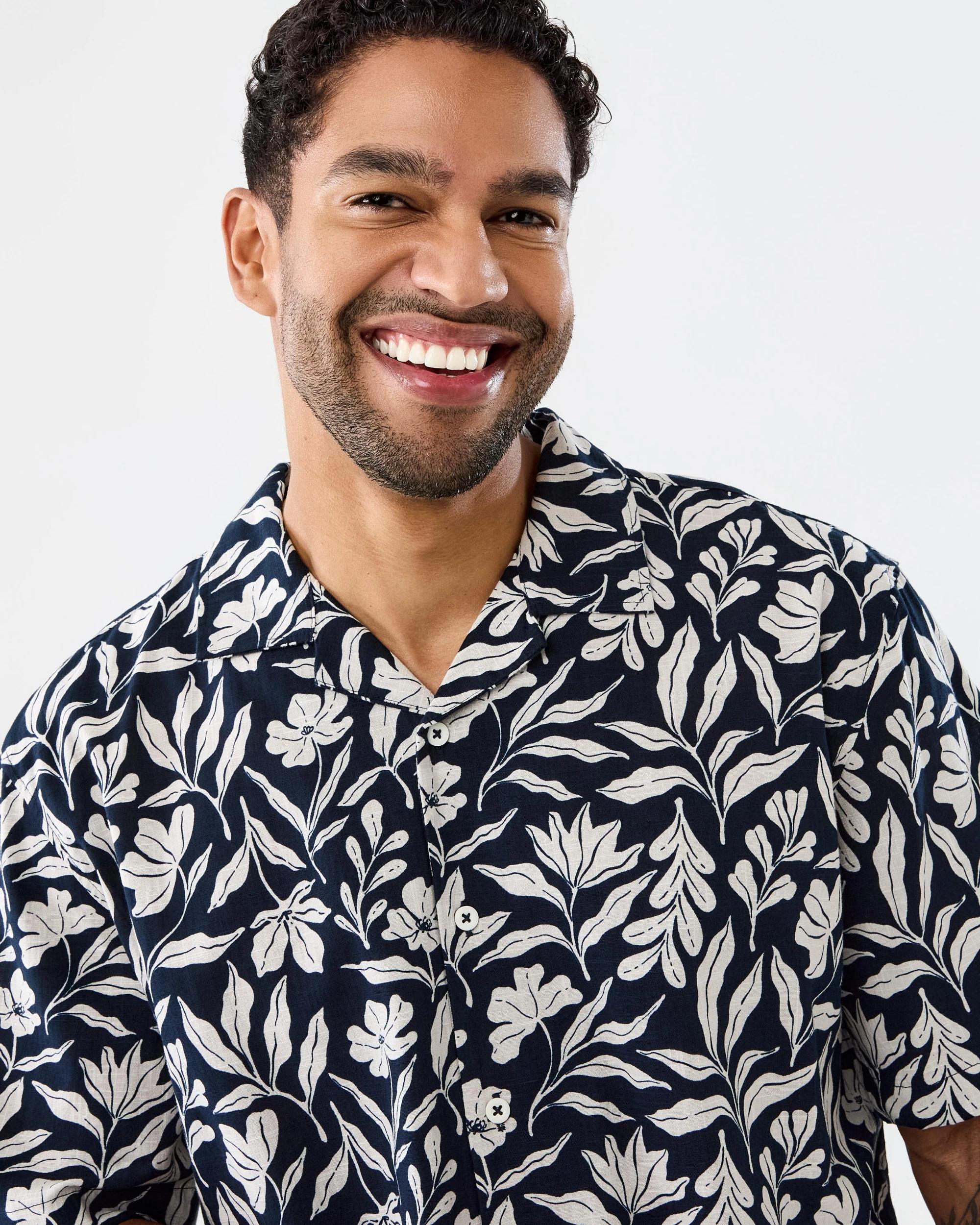 4 Short Sleeve Textured Print Shirt Nvy Soft, 4 of 8