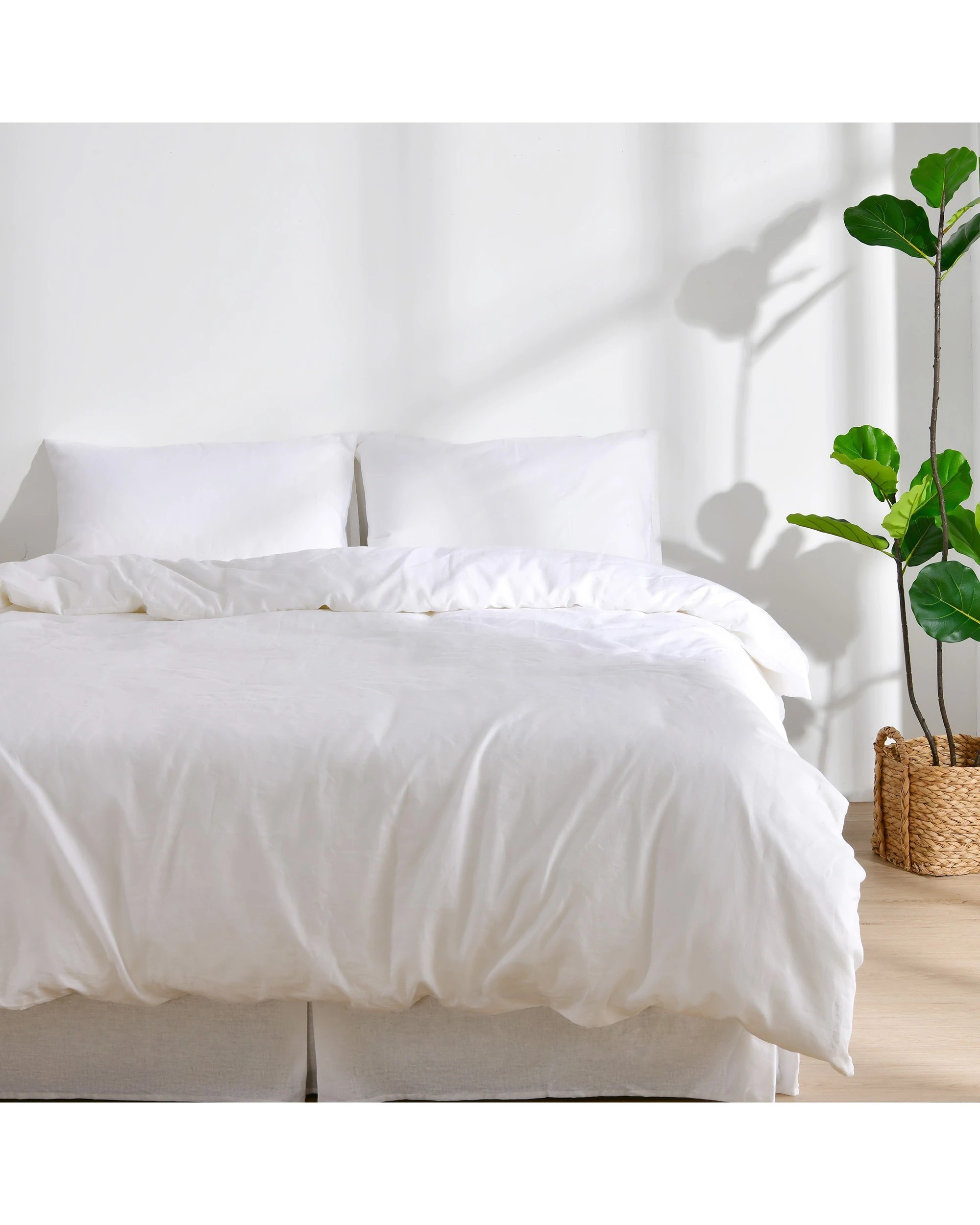 1 Dreamaker Linen Cotton Quilt Cover Set - Single Bed - White, 1 of 8