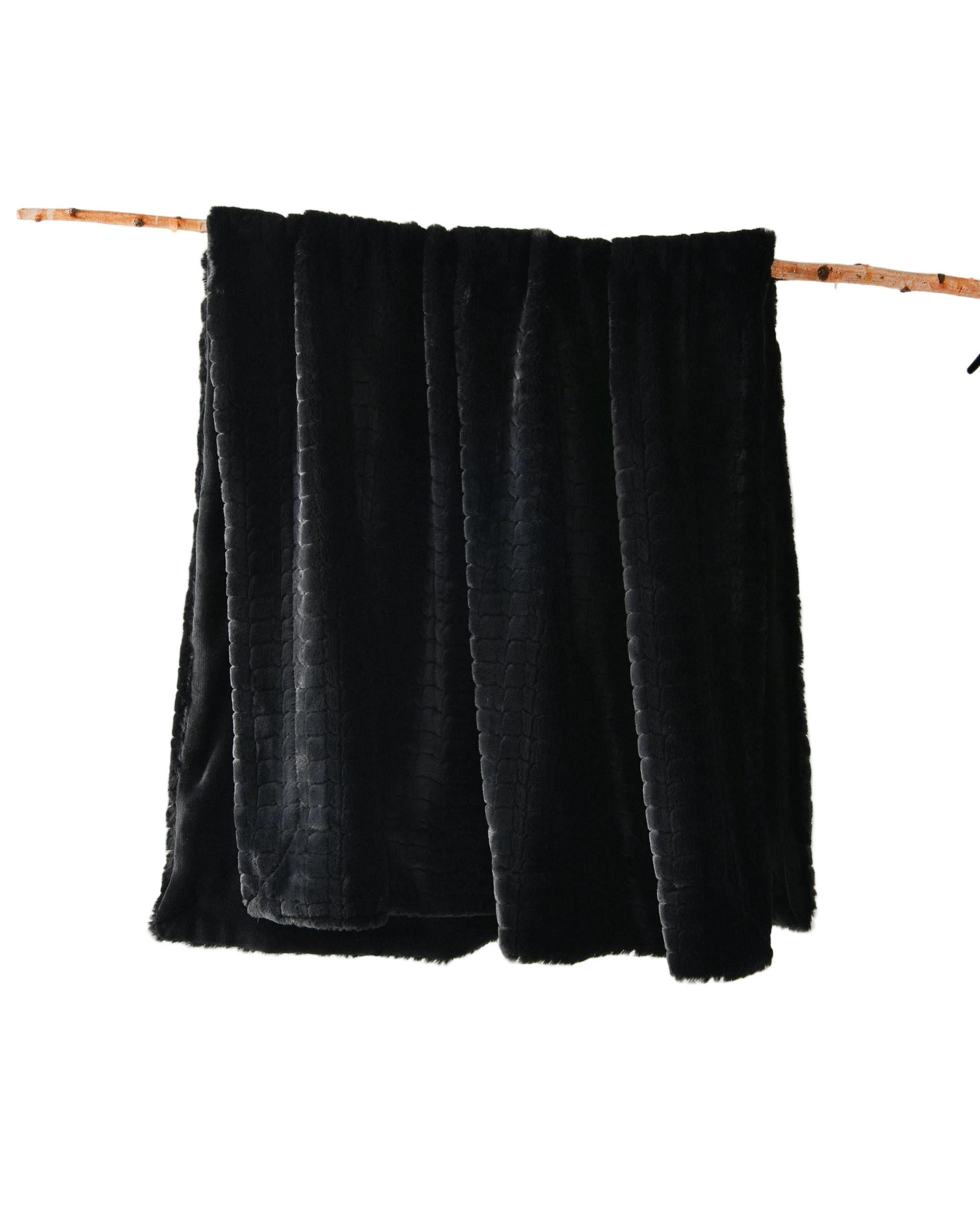 1 Bianca Tambar Throw Rug Polyester Faux Fur 170x130cm - Black, 1 of 1