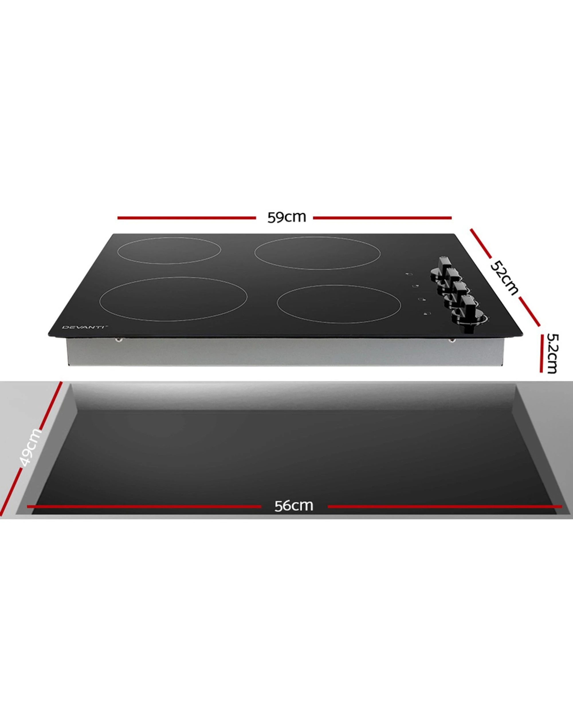 2 Devanti Electric Ceramic Cooktop 60cm
 - Black, 2 of 3