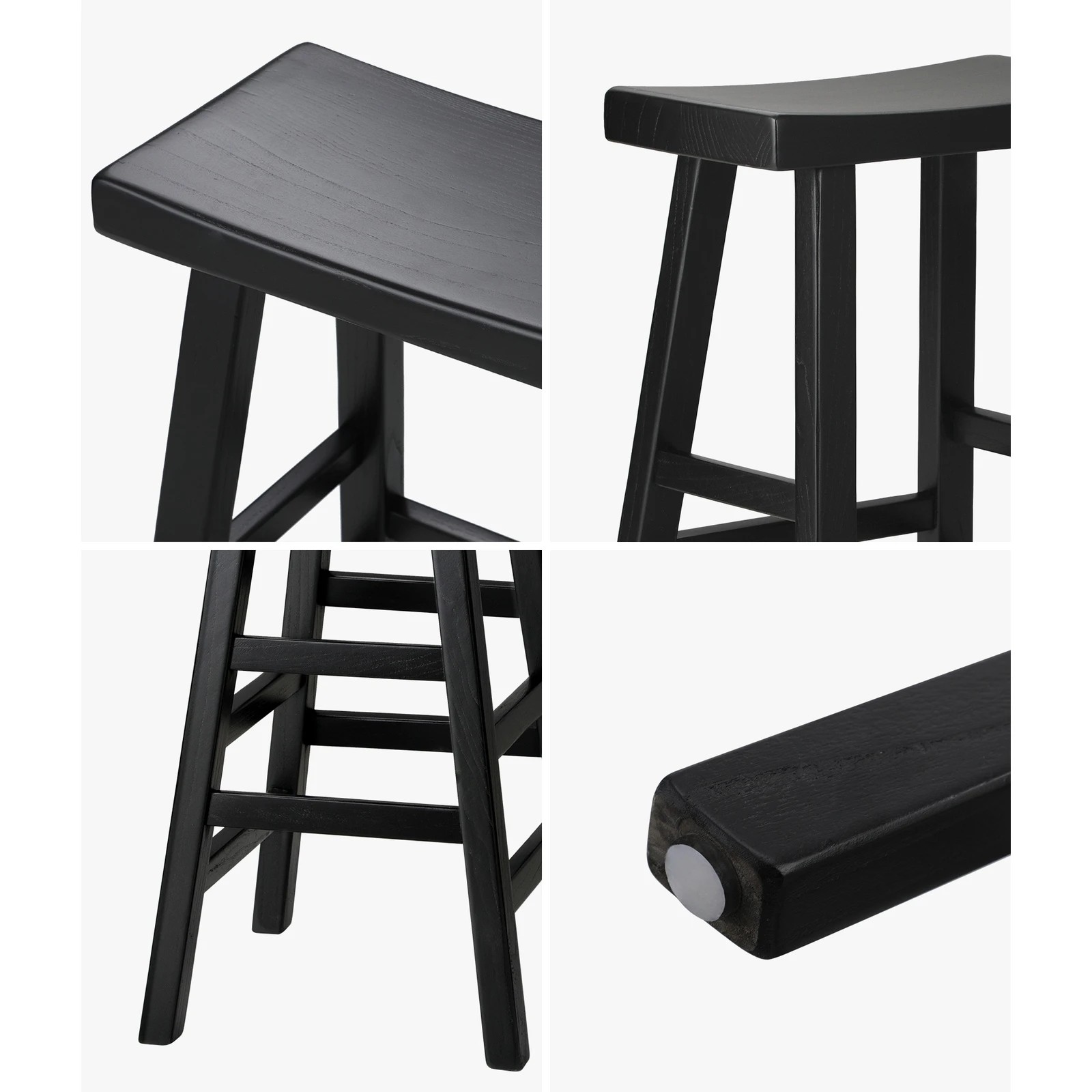 4 Oikiture Bar Stools Kitchen Stool Wooden Counter Chairs Barstools
 - Black, 4 of 10
