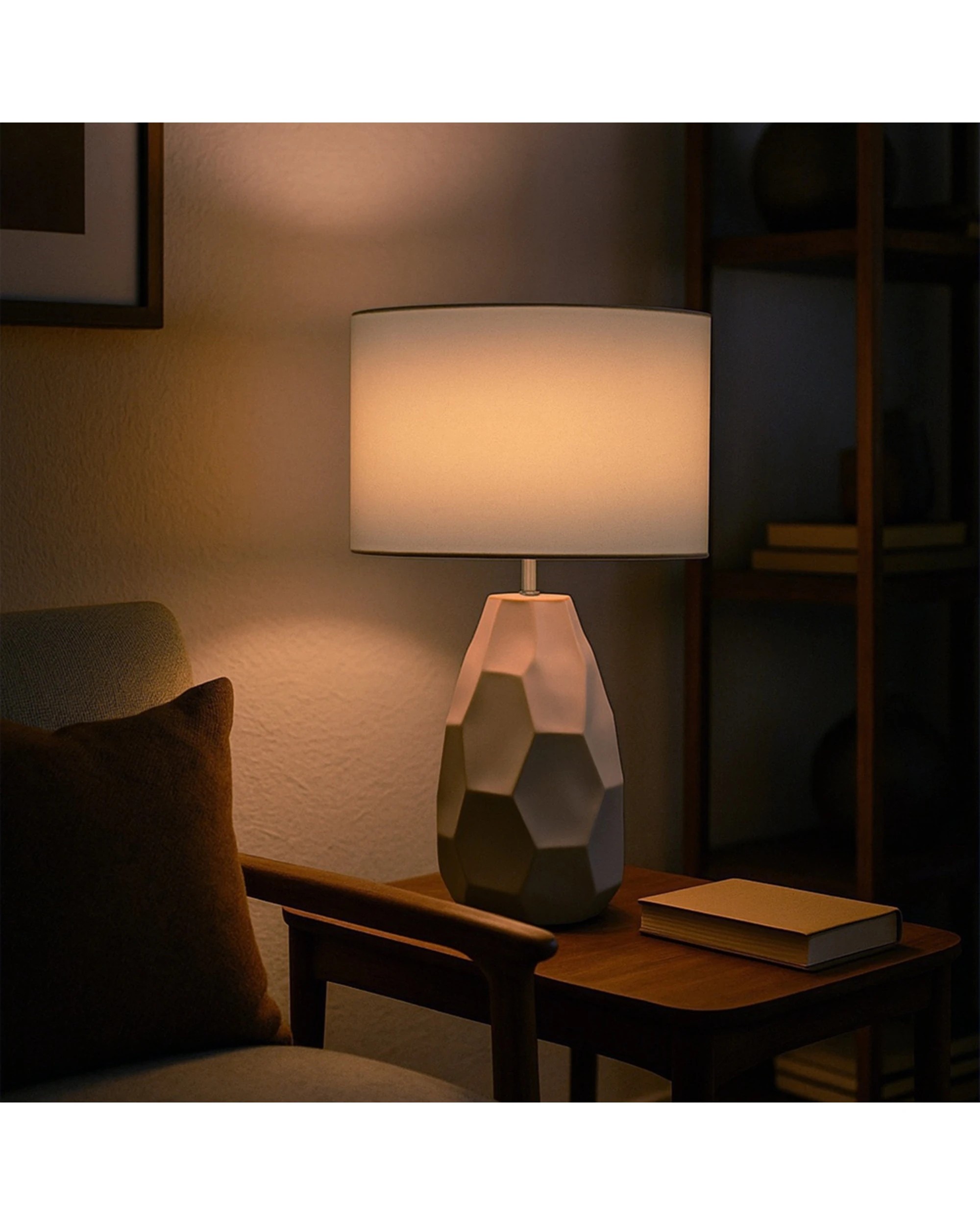 2 Urban Style Jane Table Lamp Ceramic Base Fabric Shade Inline Switch - Grey, 2 of 4