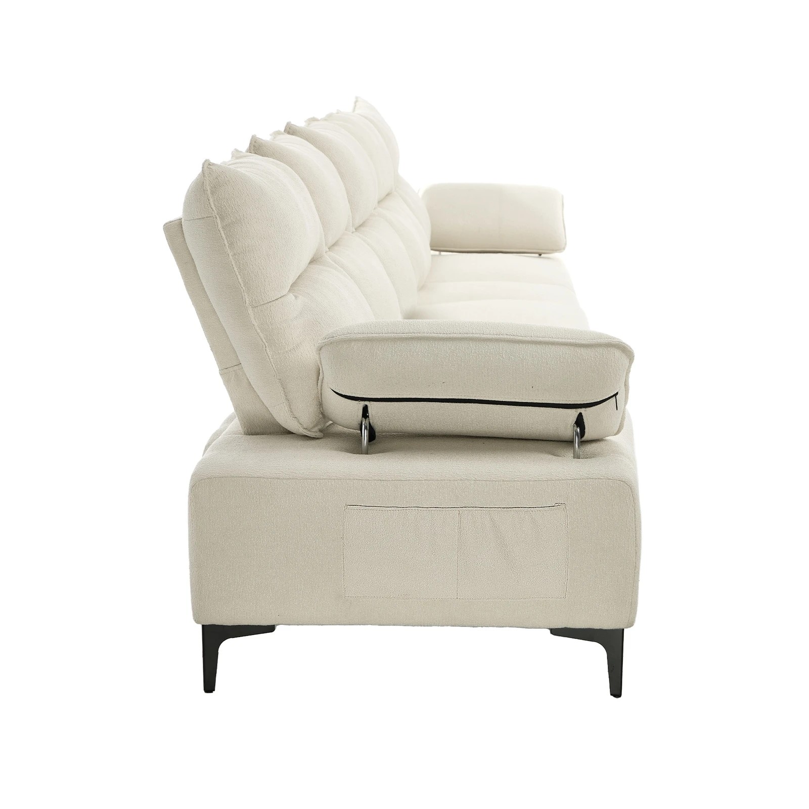 8 Oikiture 5 Seater Couch Sofa Chenille Adjustable Armrest - Beige, 8 of 10