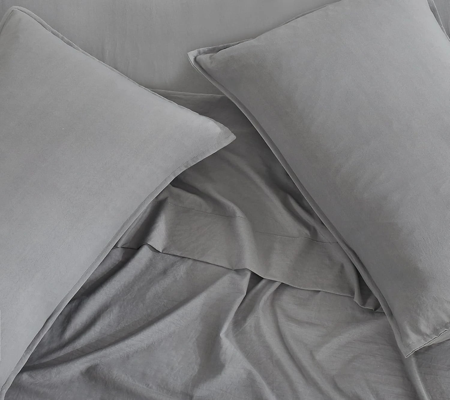 6 CleverPolly 100% Vintage Washed Microfibre Sheet Set - King Bed - Grey, 6 of 7