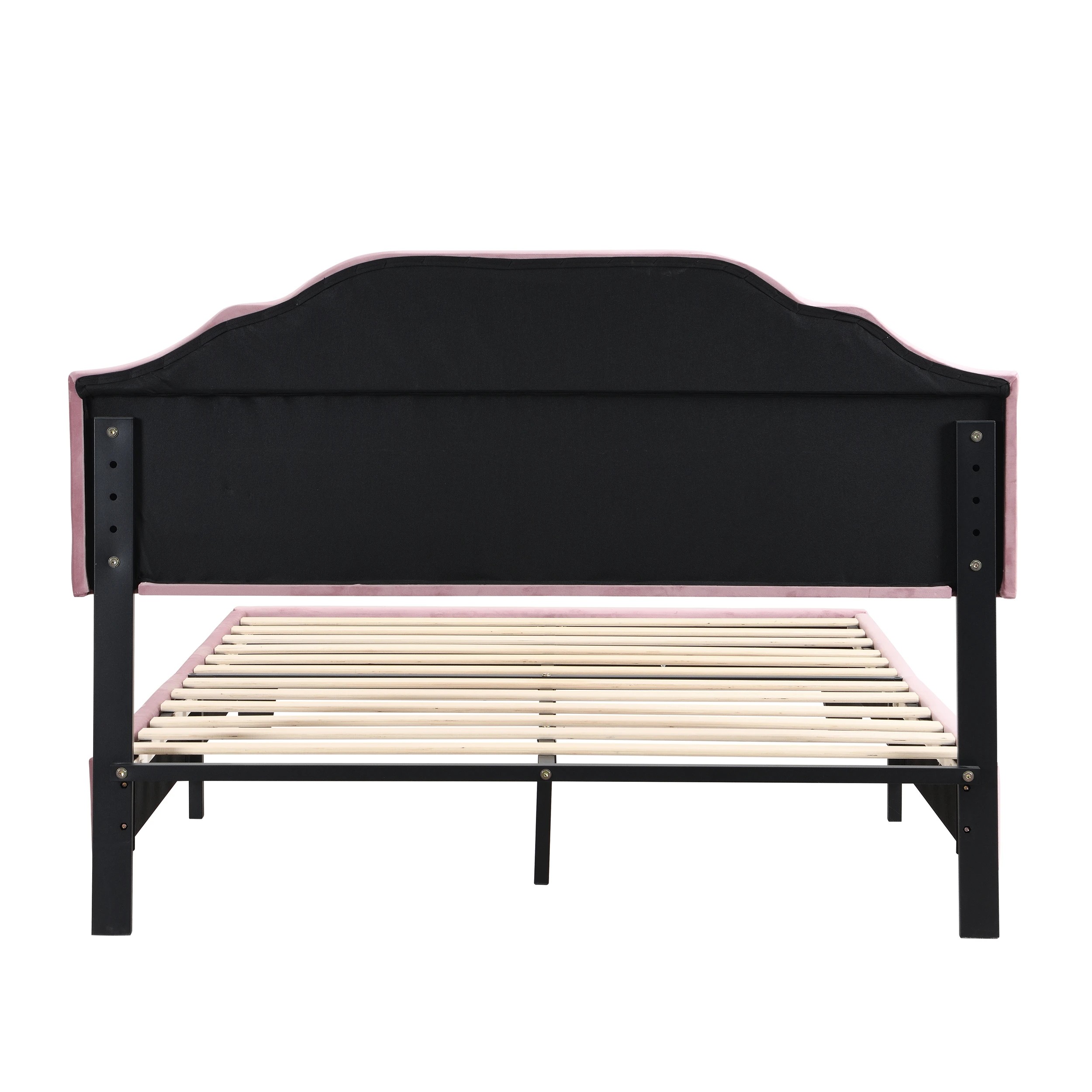 6 IHOMDEC BEF02 Double Velvet Button Tufted Bed Frame - Pink - Pink, 6 of 10