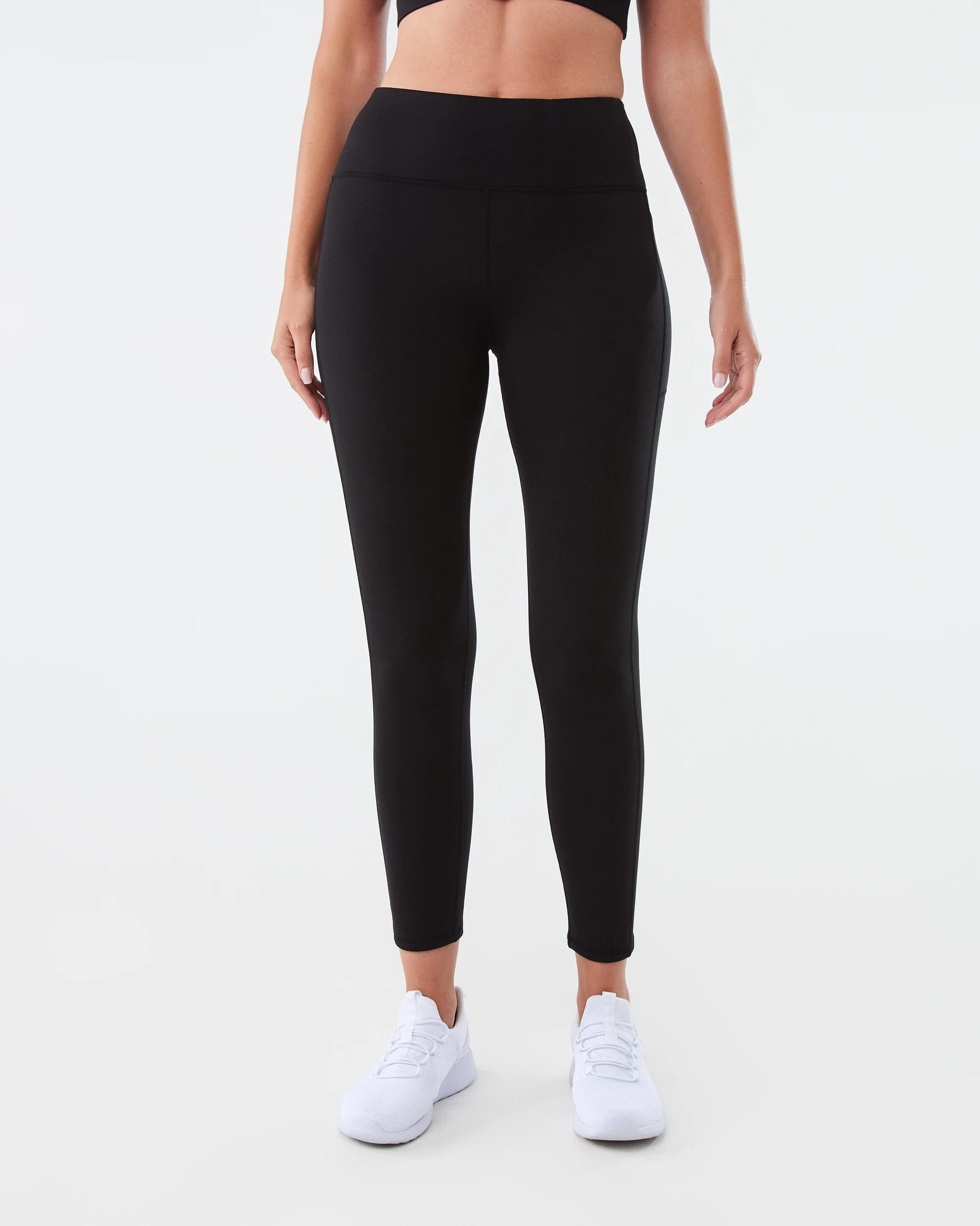 1 Active Womens Fleece Leggings Black, 1 of 5