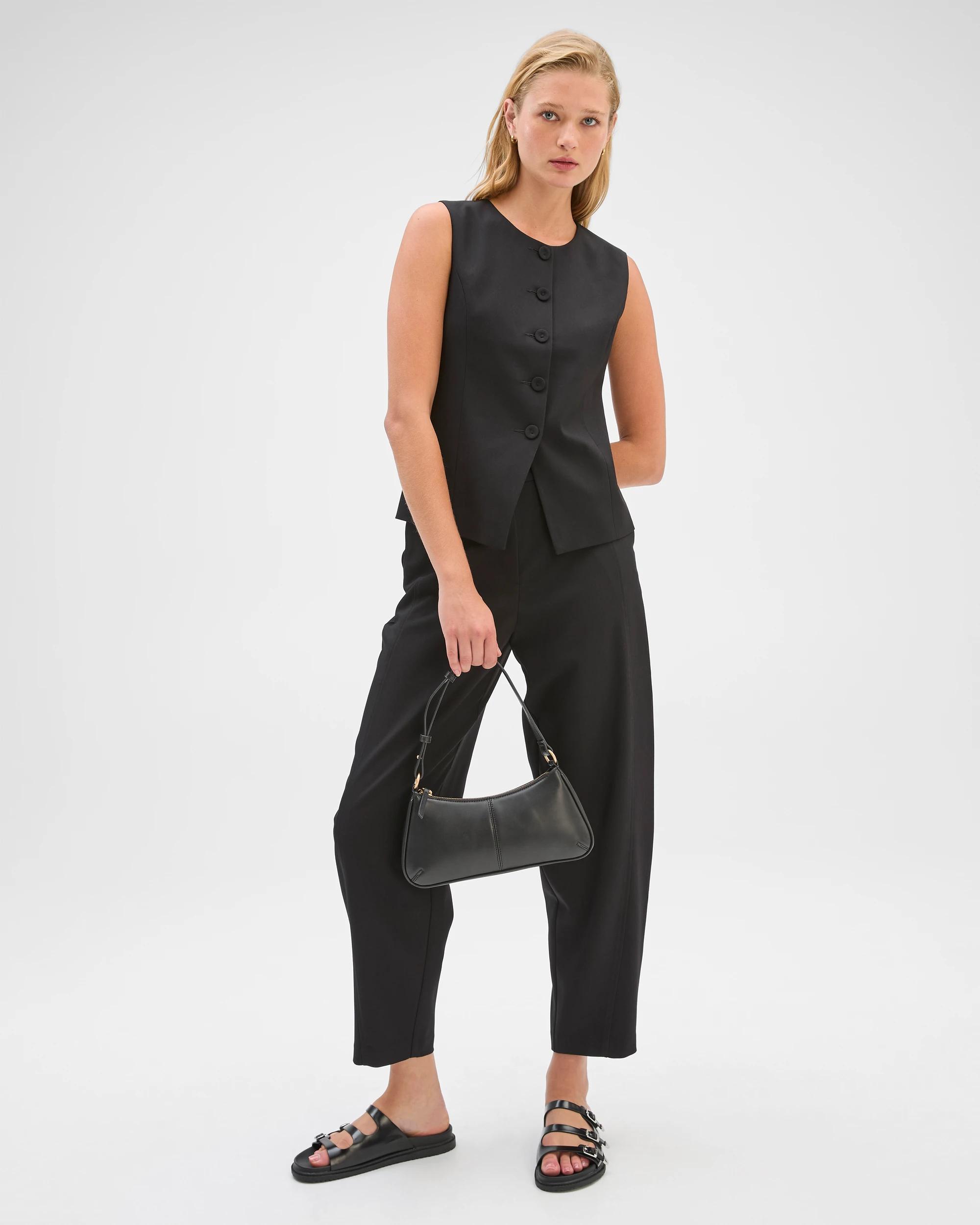 2 Preview Sleeveless Crew Neck Waistcoat BLACK, 2 of 7