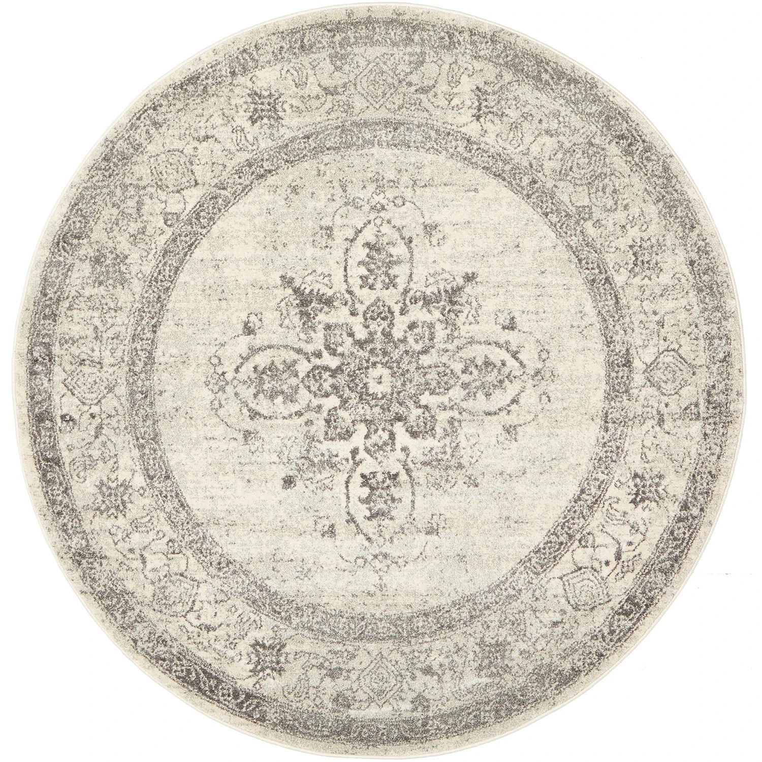 1 Common Ground Rugs Era 977 150x150cm Round - Small Pet Friendly Rug - Silver, 1 of 8