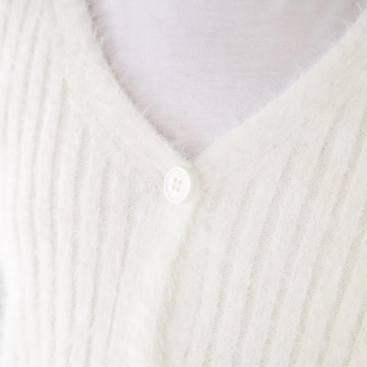 4 Crop Rib Cardigan Cream, 4 of 9