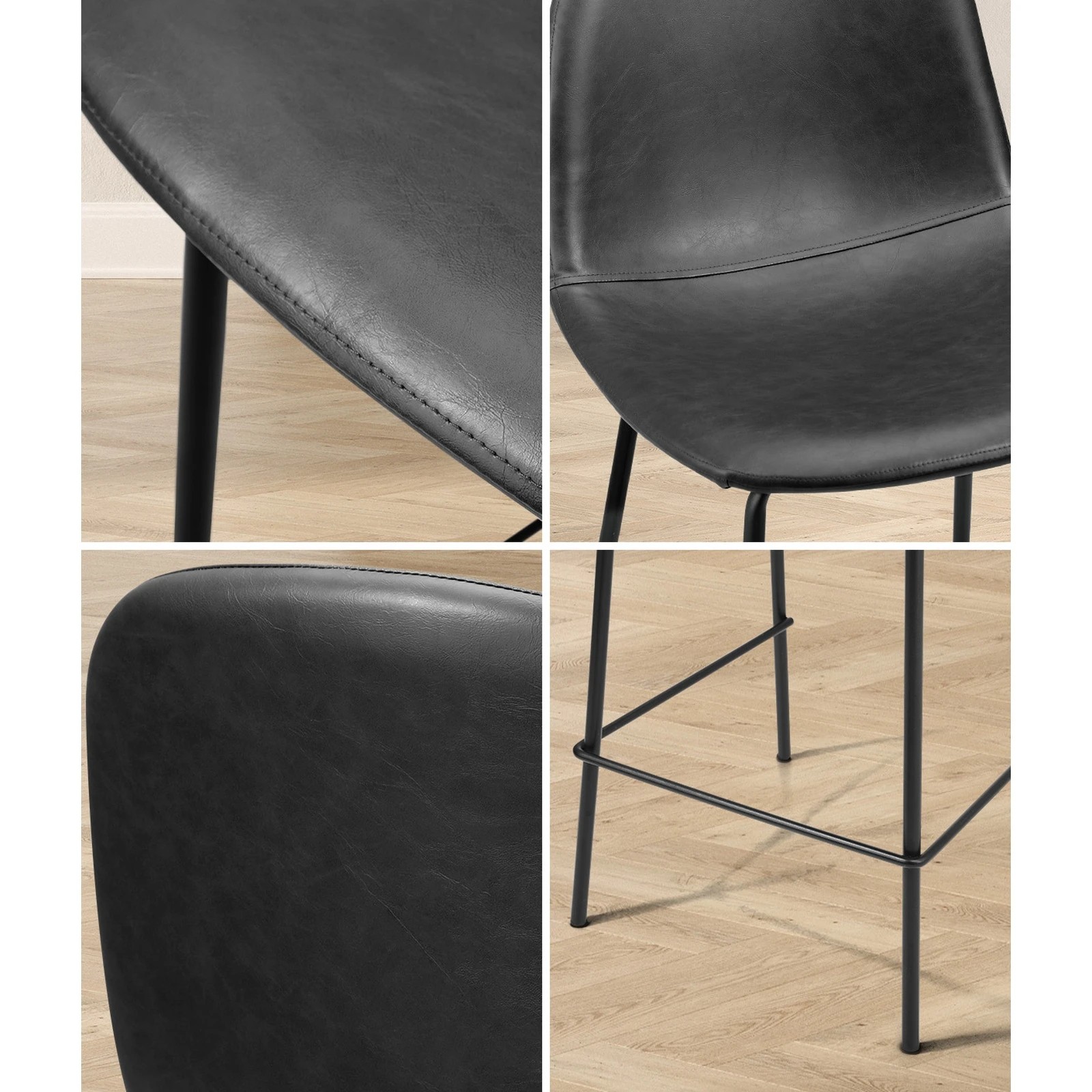 4 Oikiture 4x Bar Stools Barstool - Black, 4 of 9