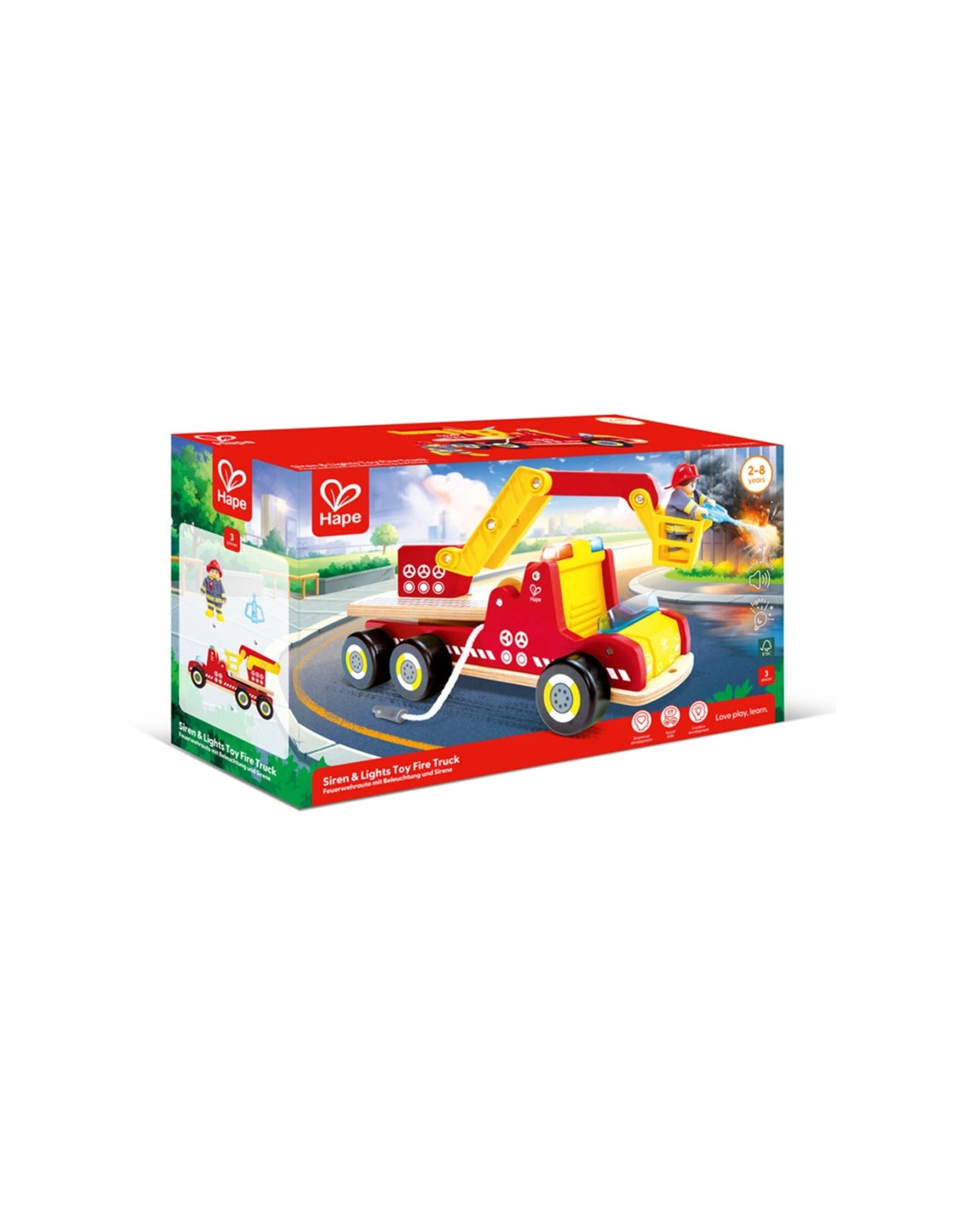 2 Hape Siren & Lights Toy Fire Truck With Ladder Hose For Kids And Toddlers - Multi, 2 of 3