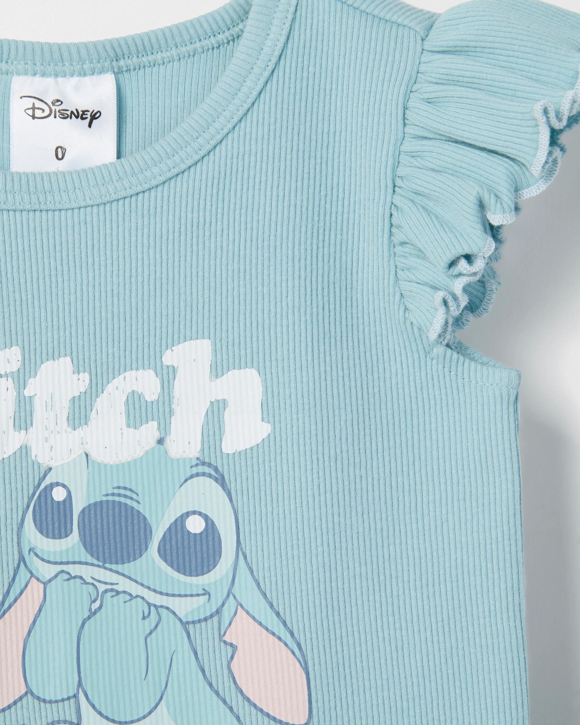 2 Disney Licensed Organic Cotton Baby Bodysuit and Shorts Set STITCH BLUE, 2 of 3
