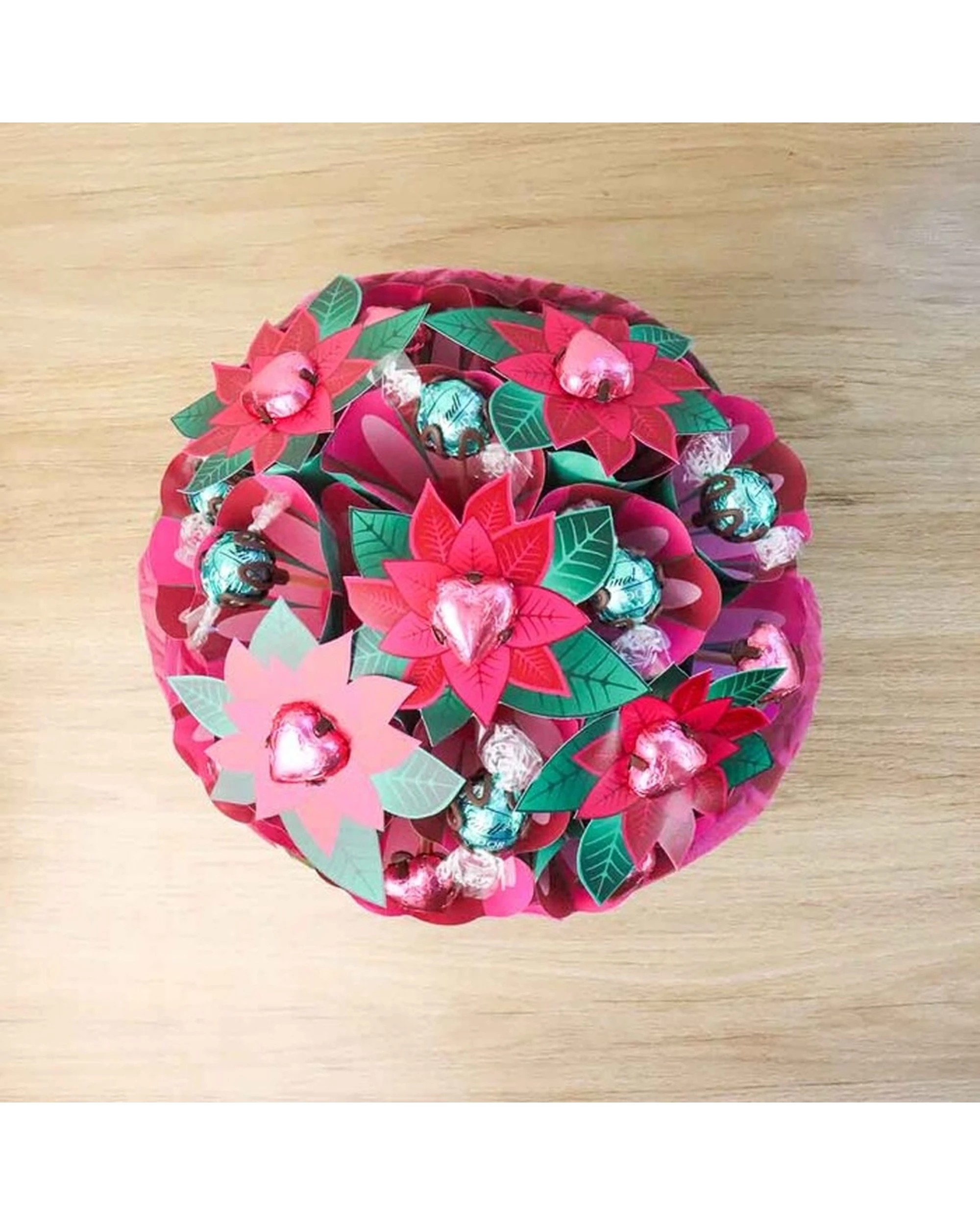 4 Edible Blooms Poinsettia Chocolate Bouquet With Festive Ribbon Medium Gift - Multi, 4 of 5