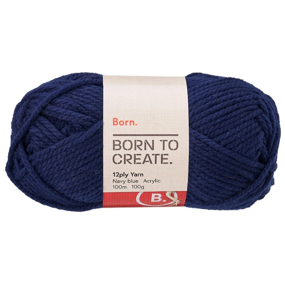 1 Born 12 Ply Yarn 100g Navy Blue, 1 of 3