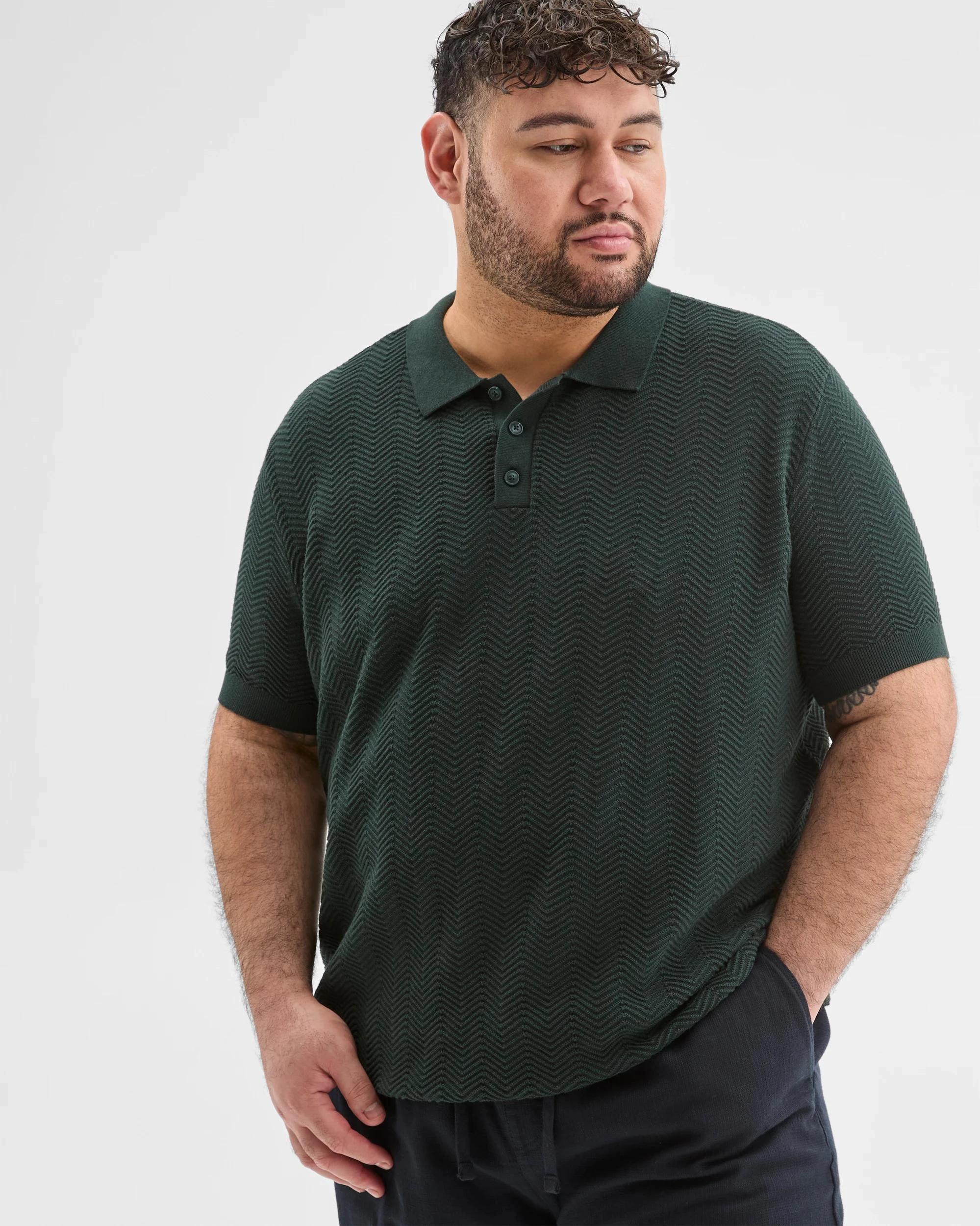 4 Target Plus Size Australian Cotton Blend Textured Polo Top DARK GREEN, 4 of 6