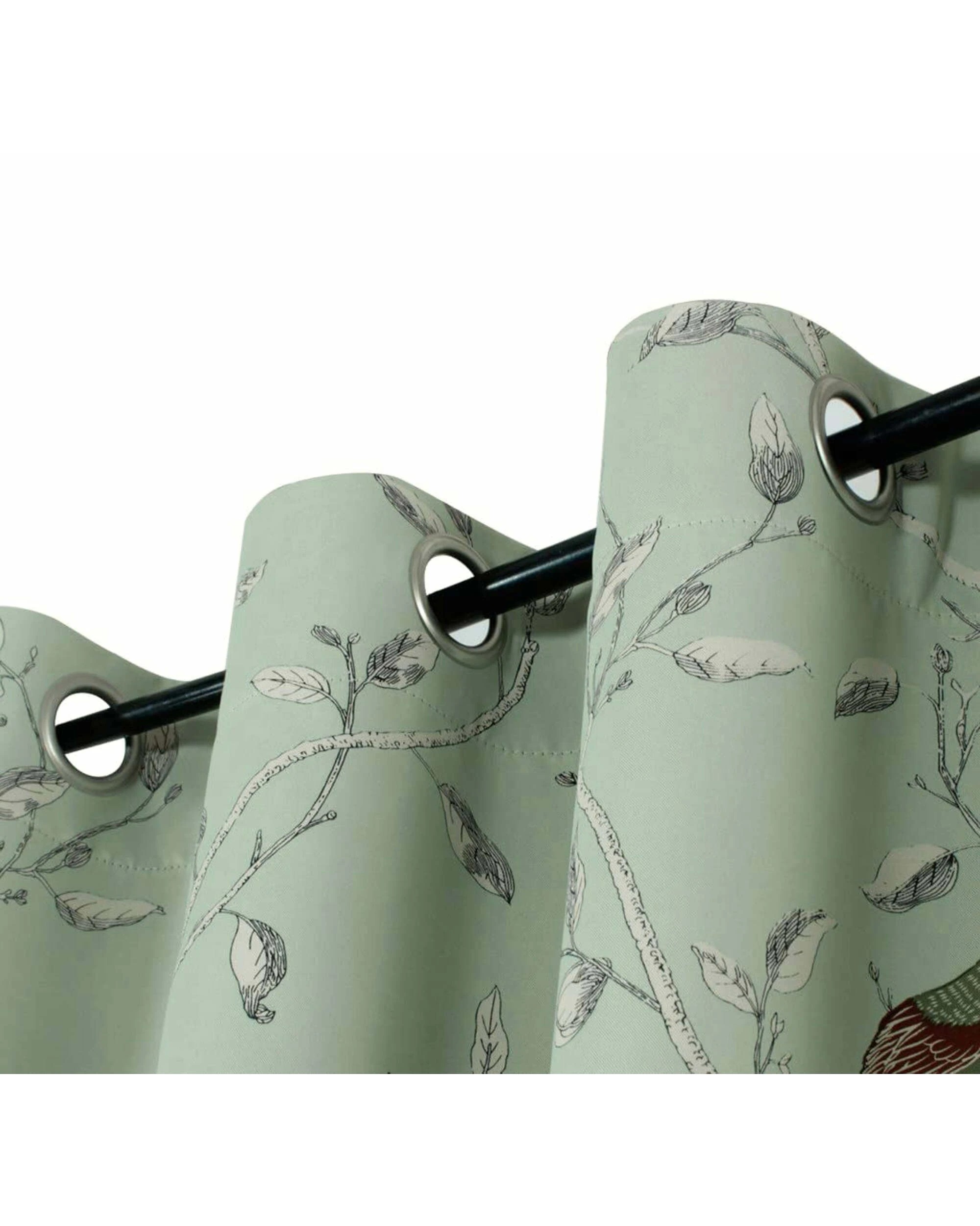 Smarcute Blockout Birds Rustic Grommet Curtain - 2X 132x160cm - Multi ...