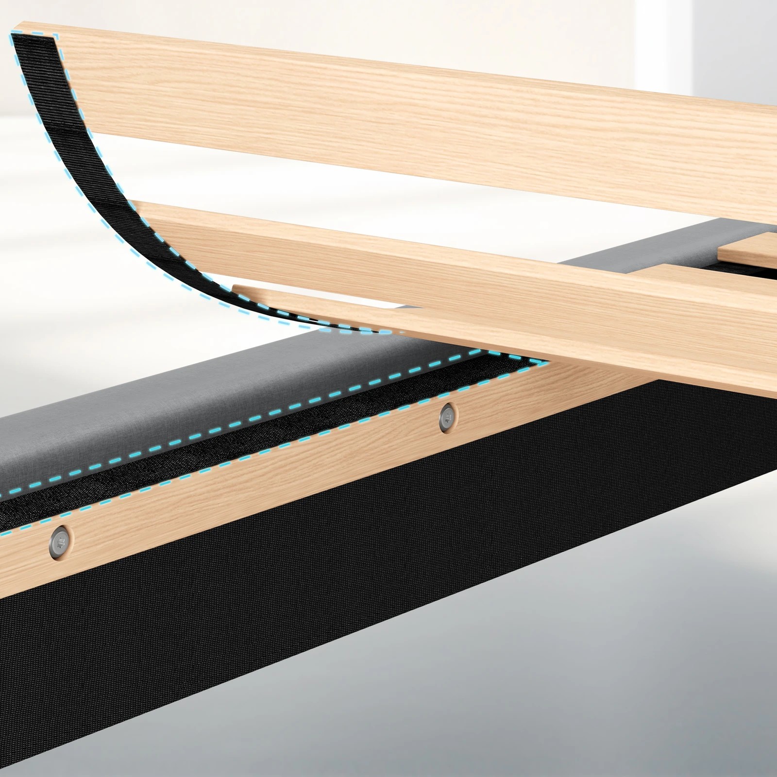 6 Alfordson Bed Frame King Single Tufted Headboard Modern Fabric Meduna - Grey, 6 of 9