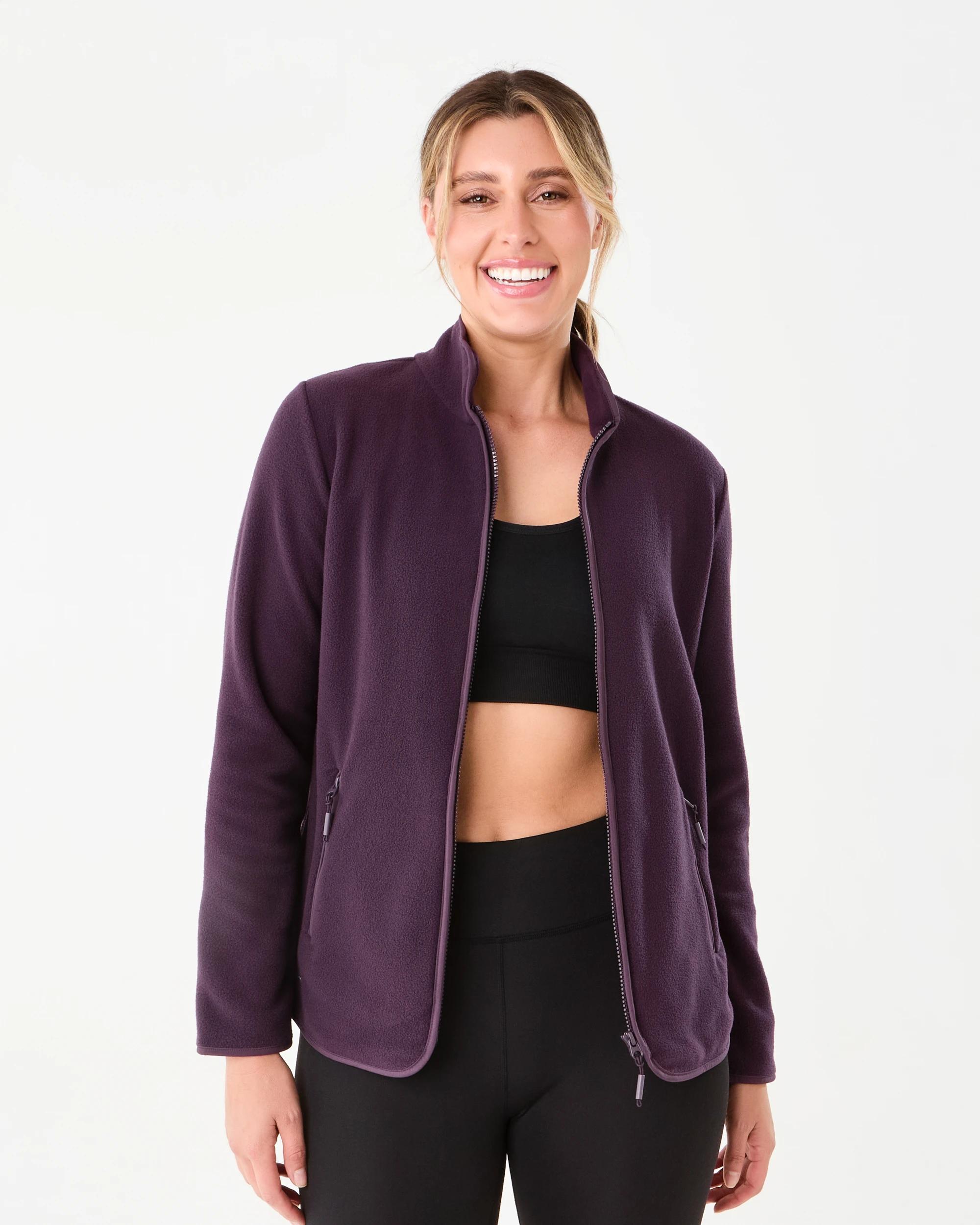 1 Active Womens Outdoor Fleece Jacket Pur Raisin, 1 of 7