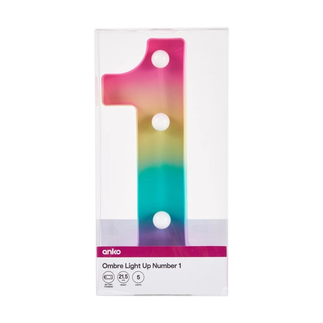 4 Ombre Light Up Number - 1, 4 of 5