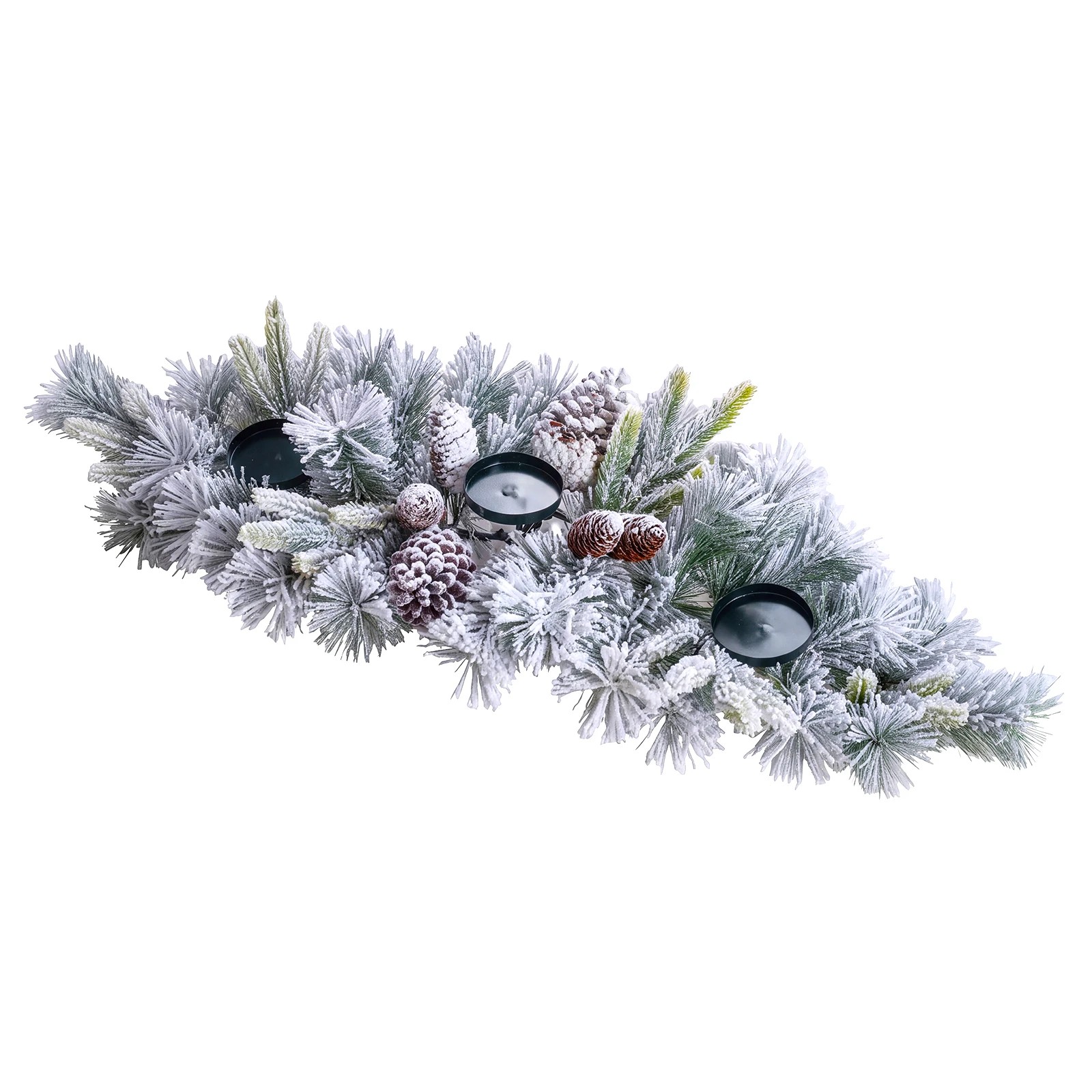 1 Costway 72cm Foldable Christmas Centerpiece 3 Flocked Xmas Candle Holder Without Candle, 1 of 8